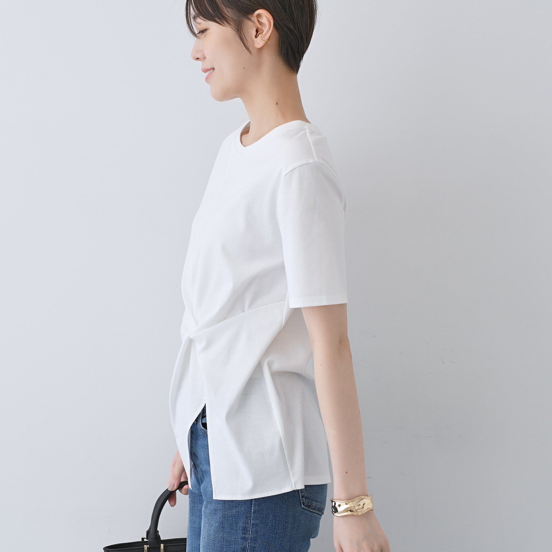 INDIVI「【洗える】ねじりデザインTシャツ」|Tシャツ・カットソー|