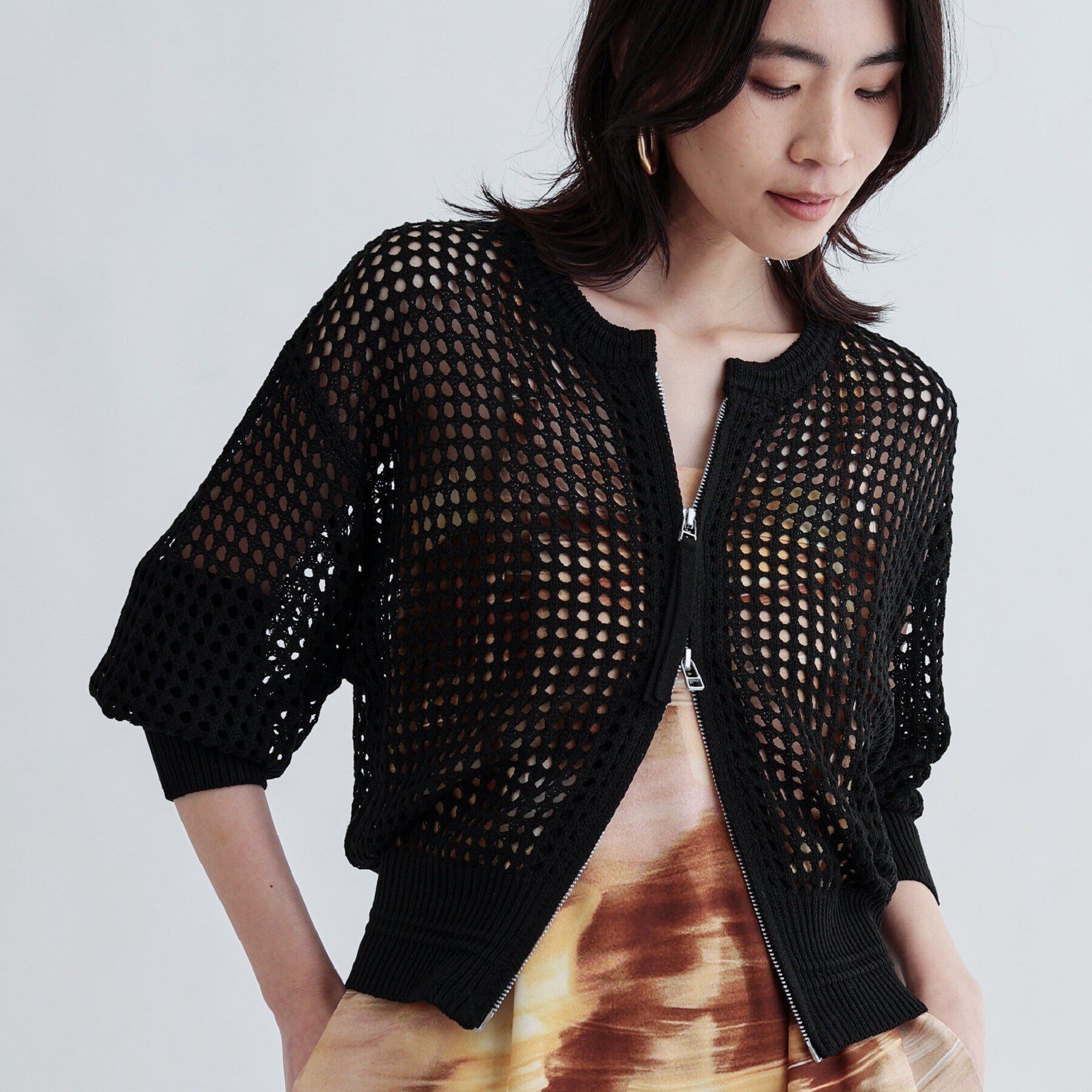 GALLEST「透かし編みニットカーディガン」|カーディガン|