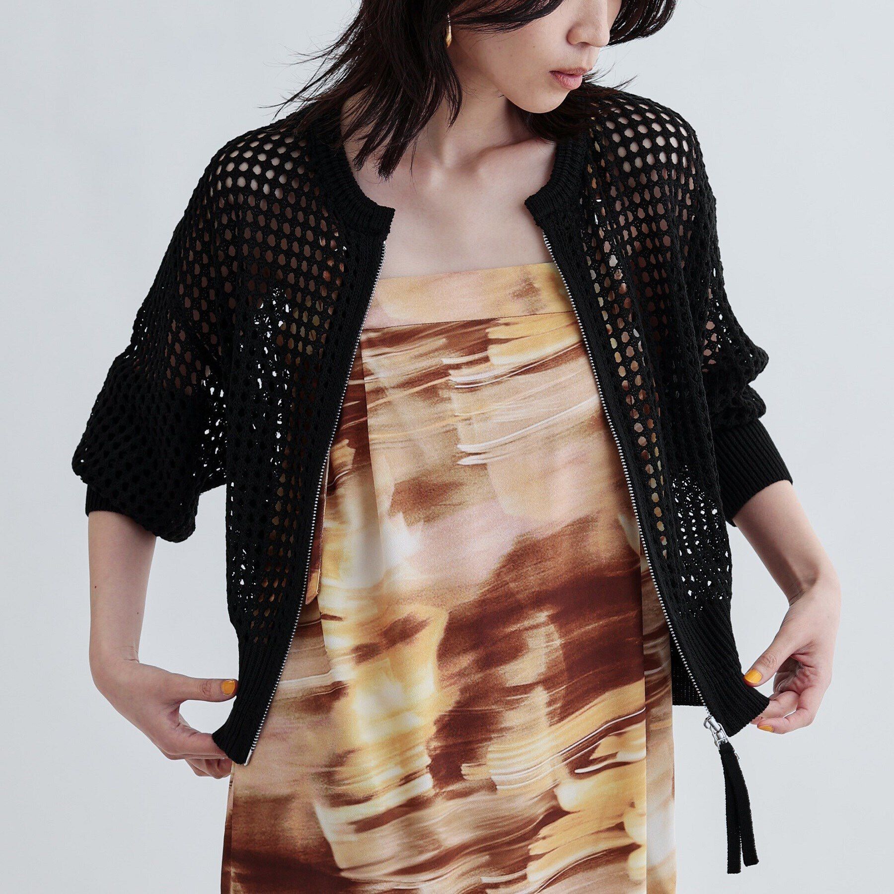 GALLEST「透かし編みニットカーディガン」|カーディガン|ブラック(019)