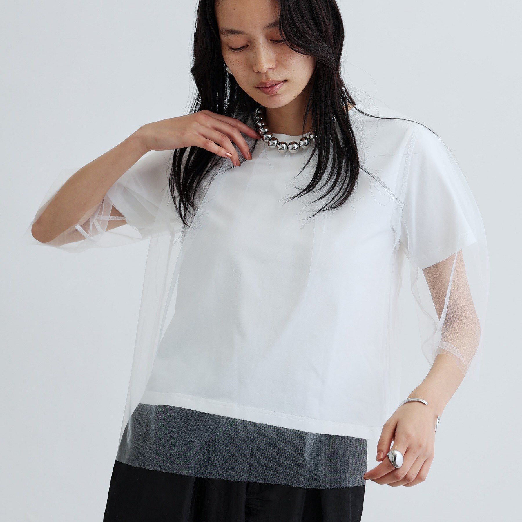 GALLEST「レイヤードチュールトップス」|Tシャツ・カットソー|