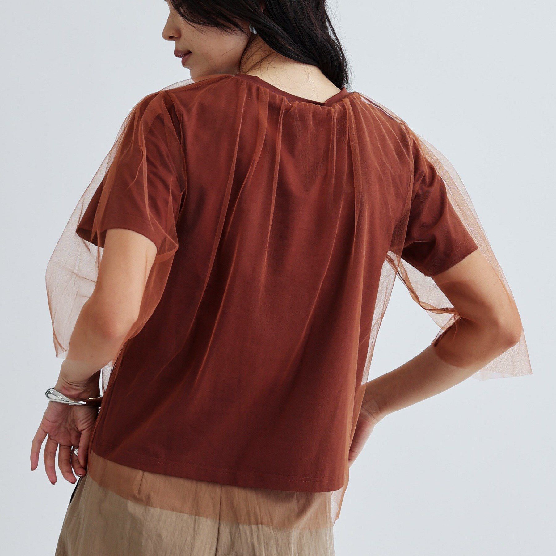 GALLEST「レイヤードチュールトップス」|Tシャツ・カットソー|