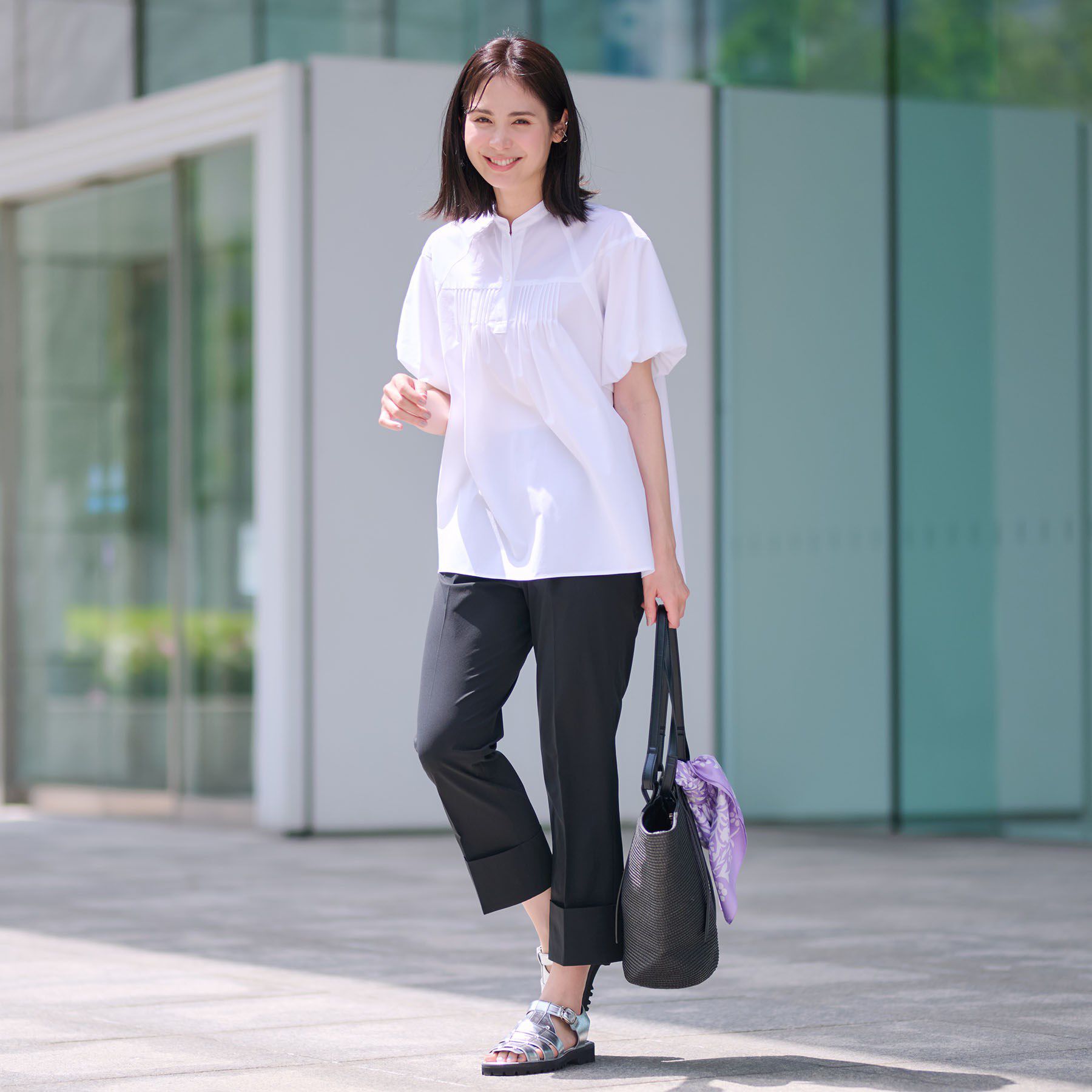 INDIVI「【通気性◎撥水／UV／SETUP可能】アクティブブラウス」|シャツ・ブラウス|