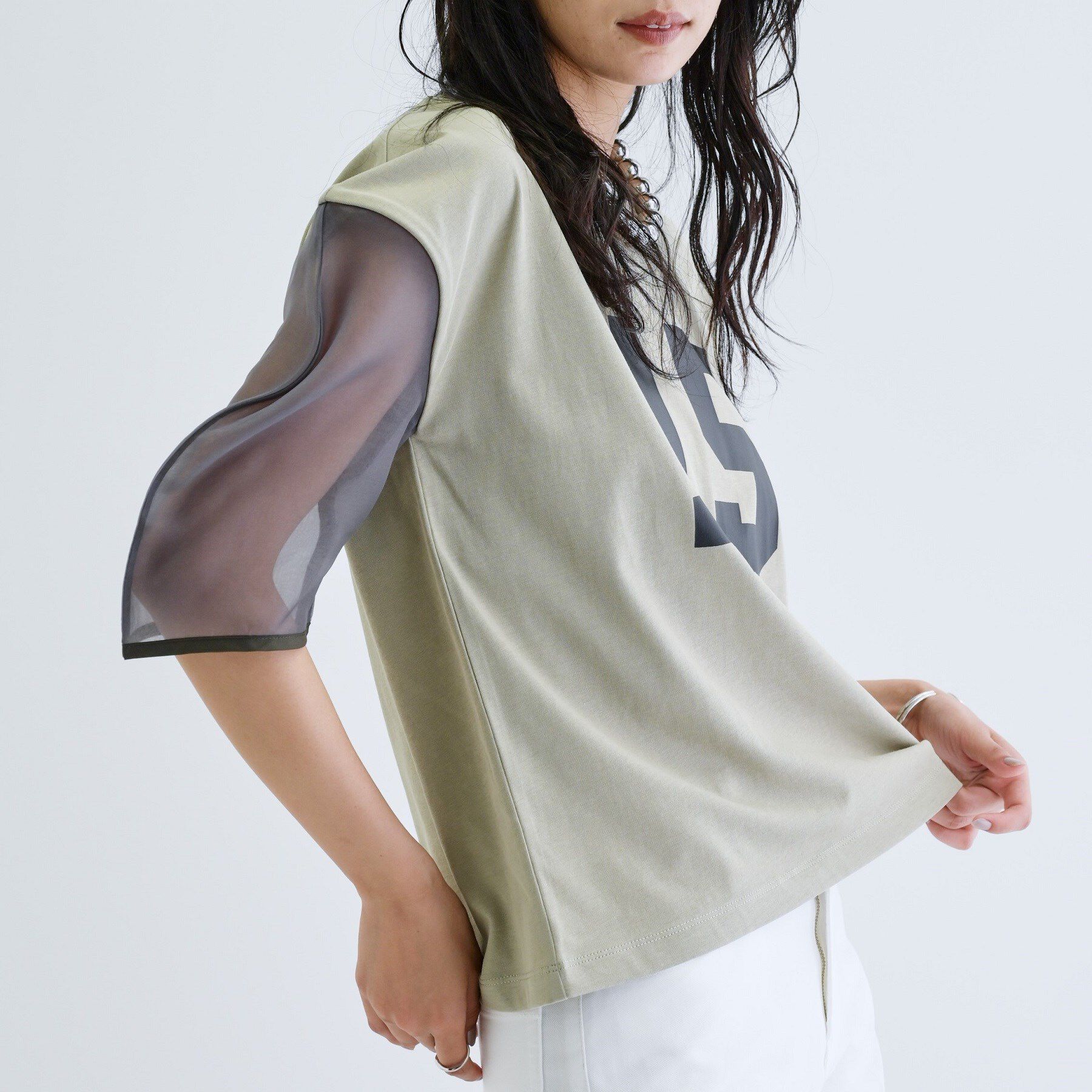 GALLEST「シアースリーブプリントTシャツ」|Tシャツ・カットソー|