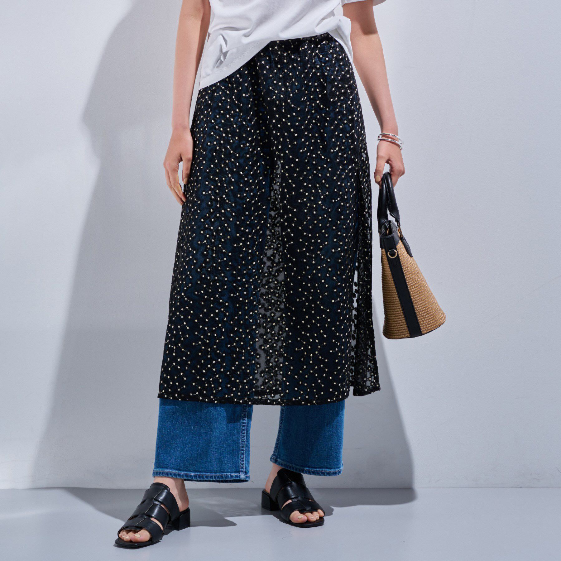 INDIVI「【トレンド感◎】レイヤード レーススカート」|スカート|ブラック(119)