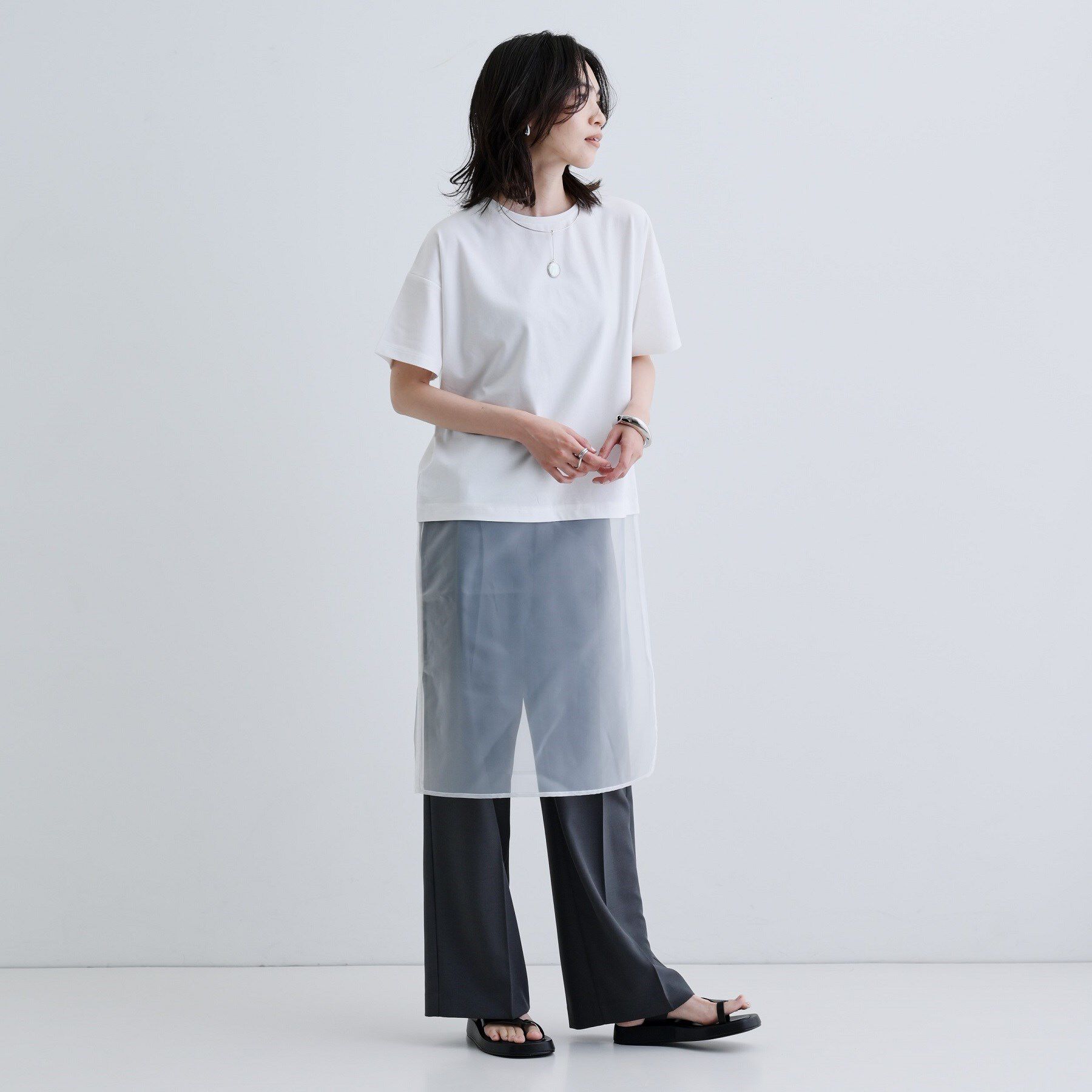 GALLEST「シアードッキングTシャツ」|Tシャツ・カットソー|ホワイト(001)