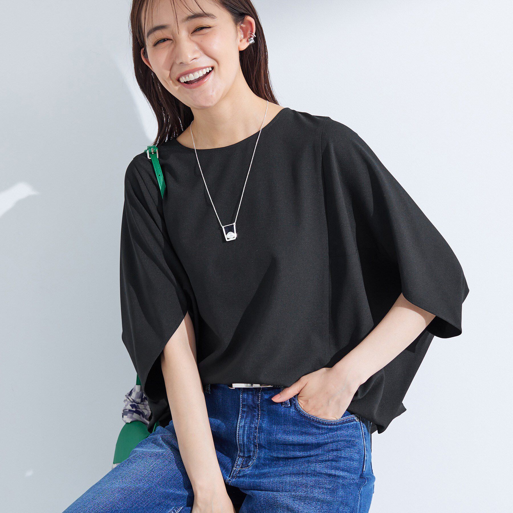 INDIVI「【体型カバー/SETUP可能】ジョーゼット　ドルマンブラウス」|シャツ・ブラウス|