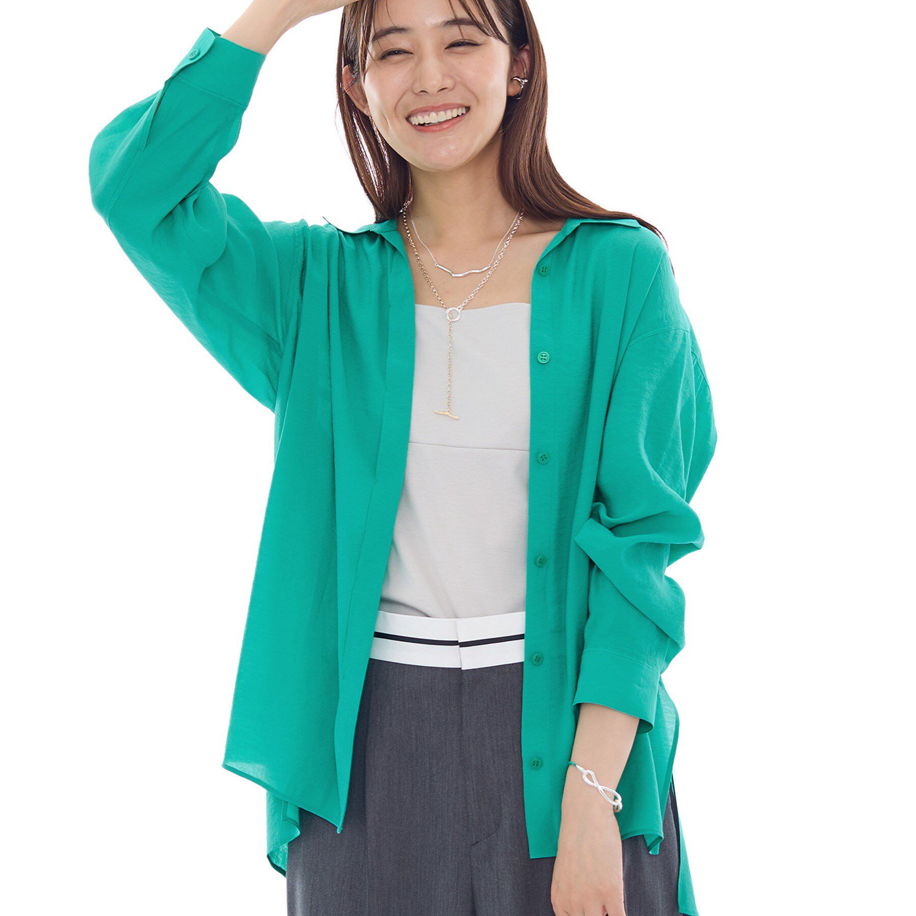 INDIVI「【体型カバー／清涼感】シアーオーバーシャツ」|シャツ・ブラウス|