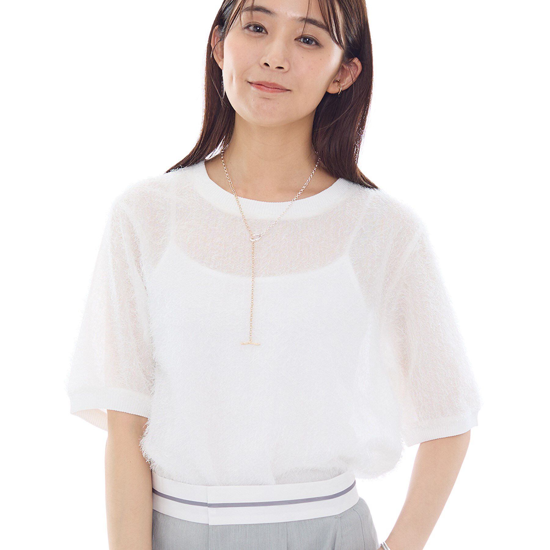 INDIVI「ヘアリージャカードトップス」|シャツ・ブラウス|