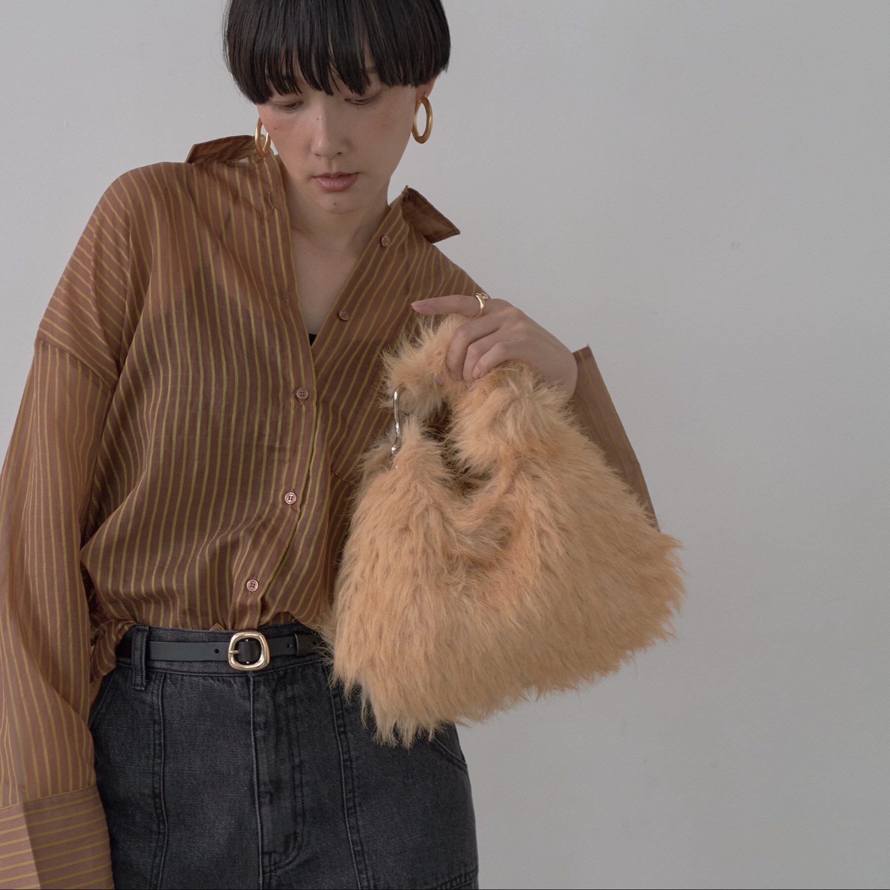 GALLEST「【LE VERNIS】ポワールフラッフィーファーバッグ」|ハンドバッグ|ベージュ(052)