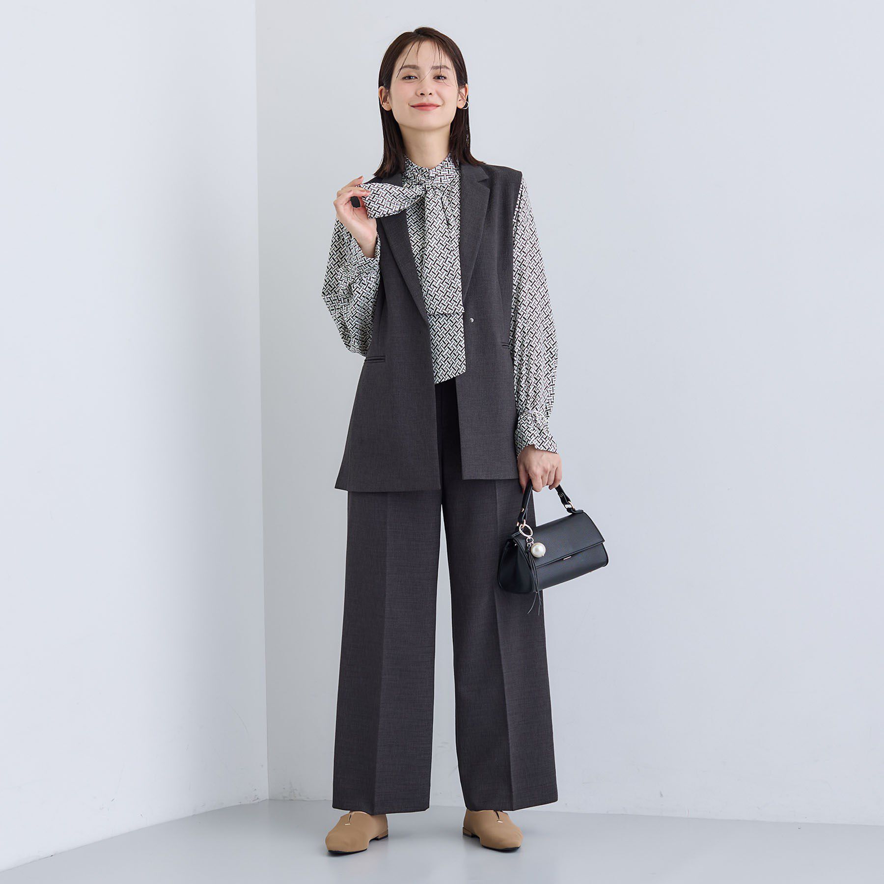 INDIVI「【セットアップ可能】凹凸ストレッチ素材テーラードカラージレジャケット」|テーラードジャケット|