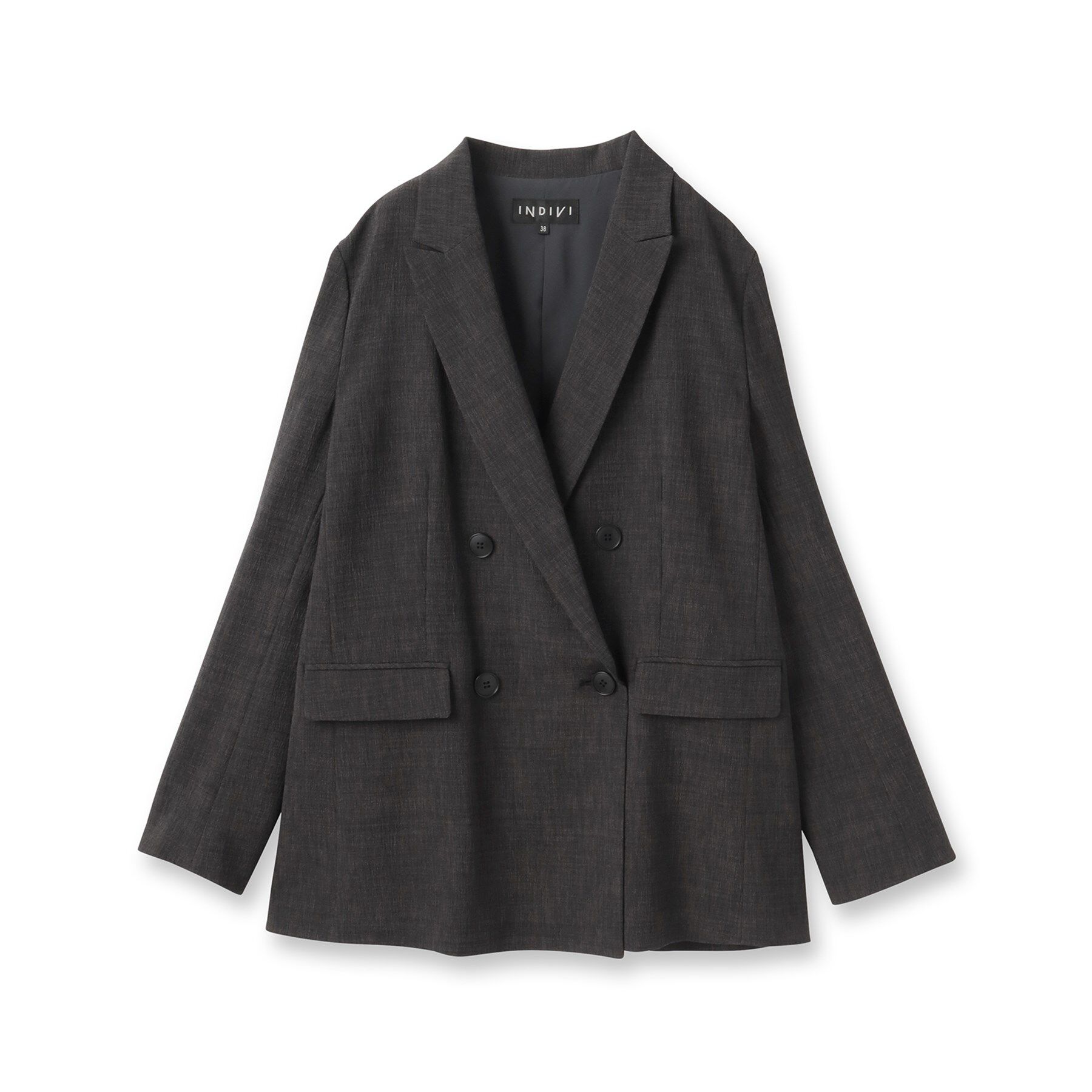 INDIVI「【洗える／セットアップ可能】凹凸ストレッチ素材ダブルジャケット」|テーラードジャケット|