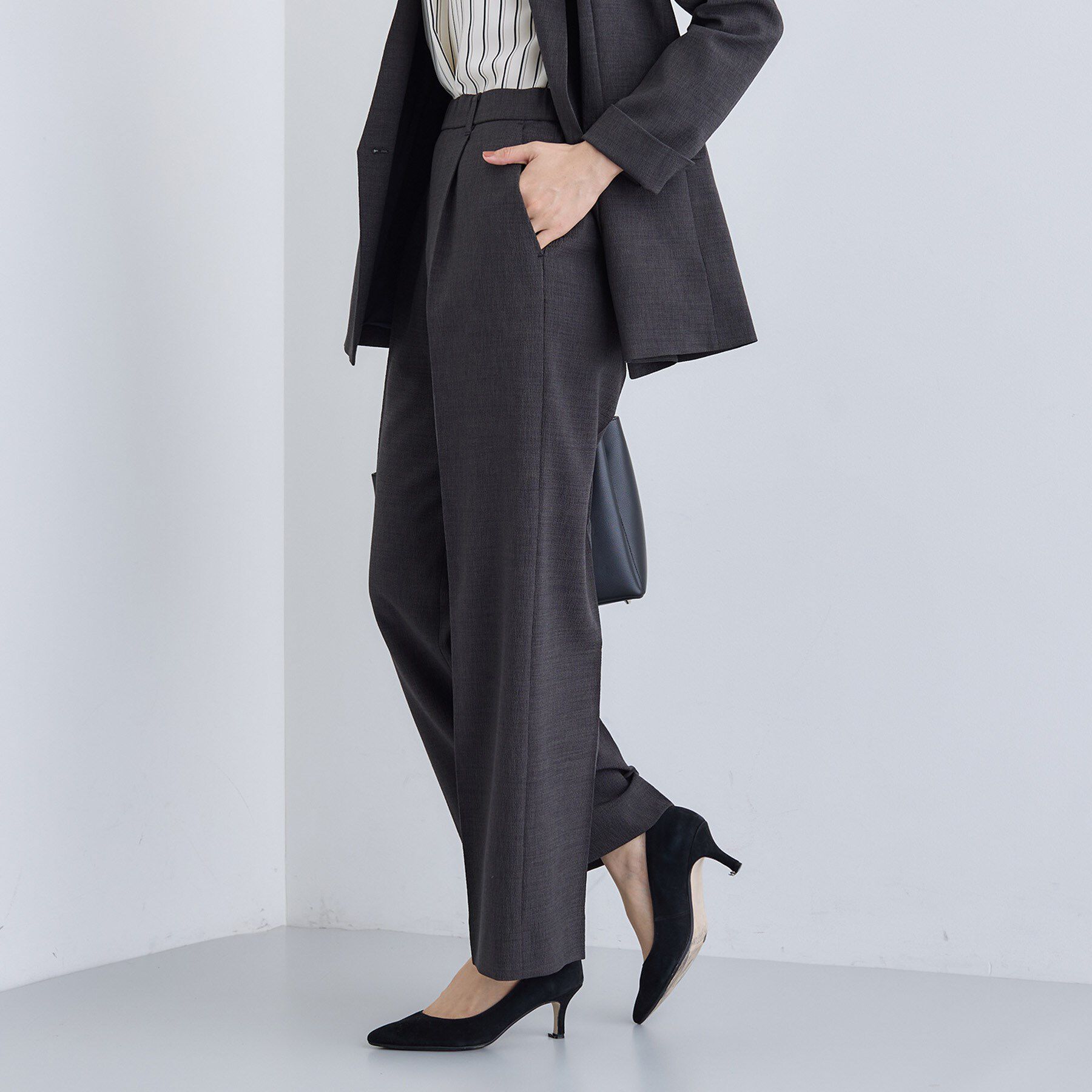 INDIVI「【洗える／セットアップ可能】凹凸ストレッチ素材ストレートパンツ」|その他|