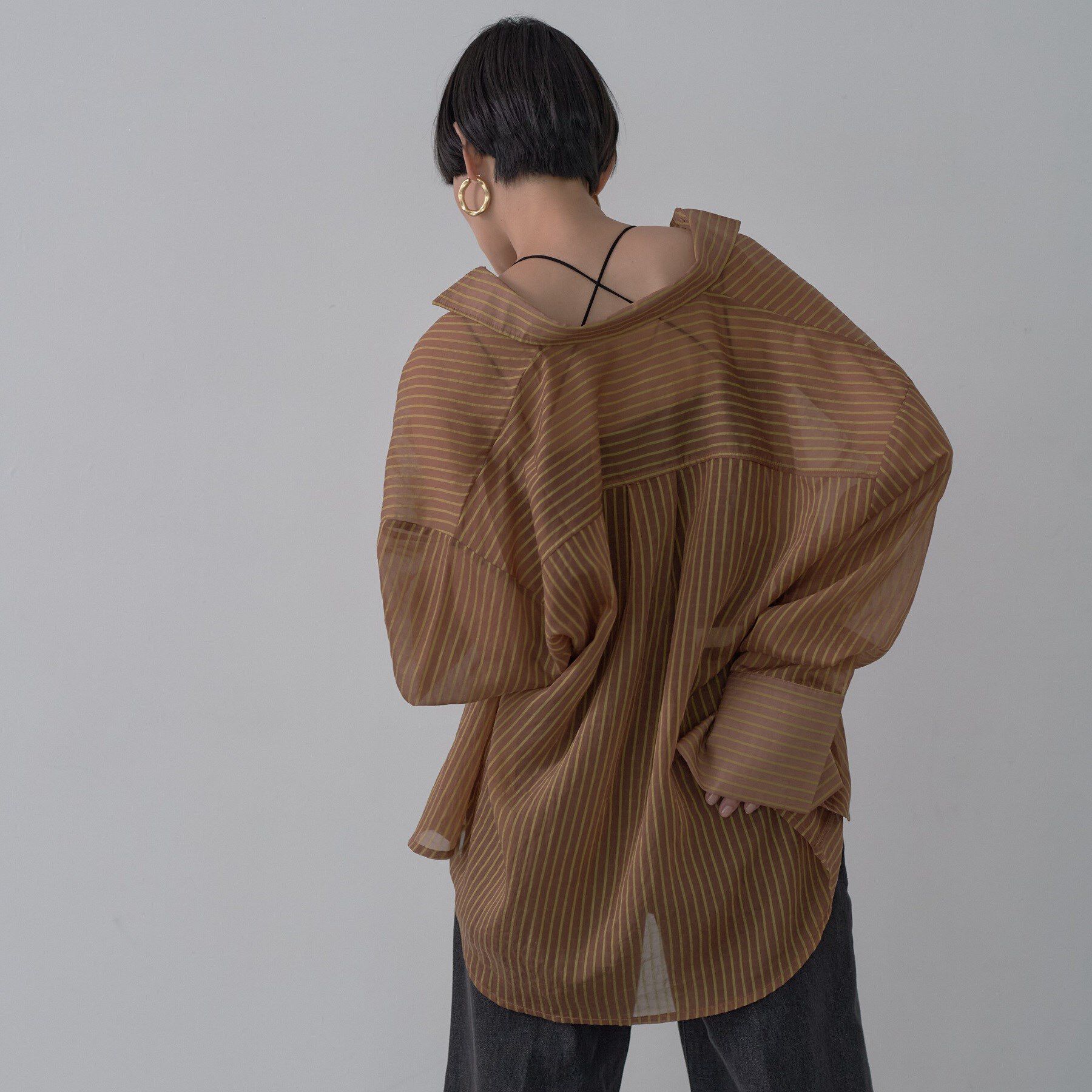 GALLEST「ワイドカフスシアーストライプシャツ/秋服/シアーシャツ」|シャツ・ブラウス|