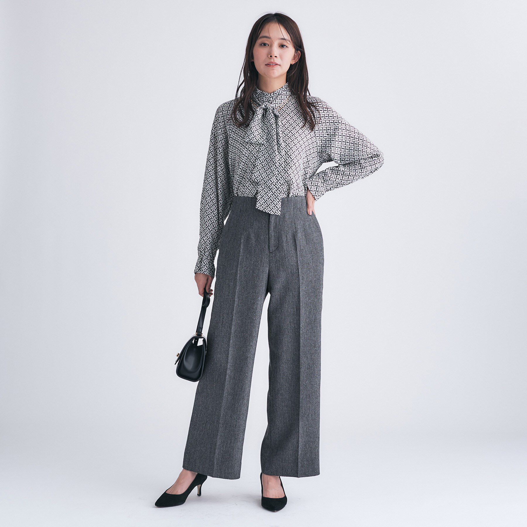 INDIVI「【褒められパンツ/ウール調素材】ラメ混ワイドパンツ」|その他|