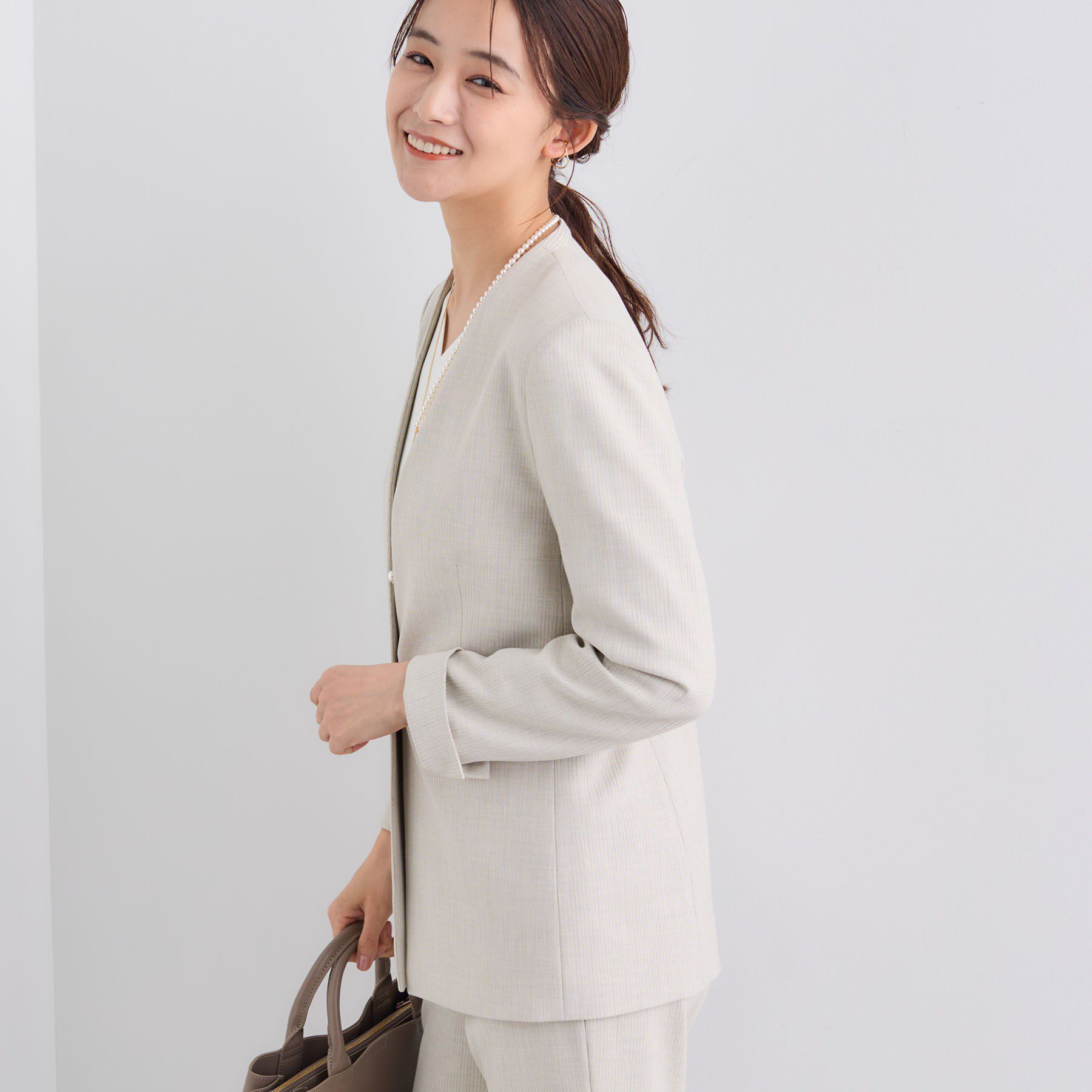 INDIVI「【日本製／通勤スーツ】プレシャスドビー ノーカラージャケット」|スーツ|