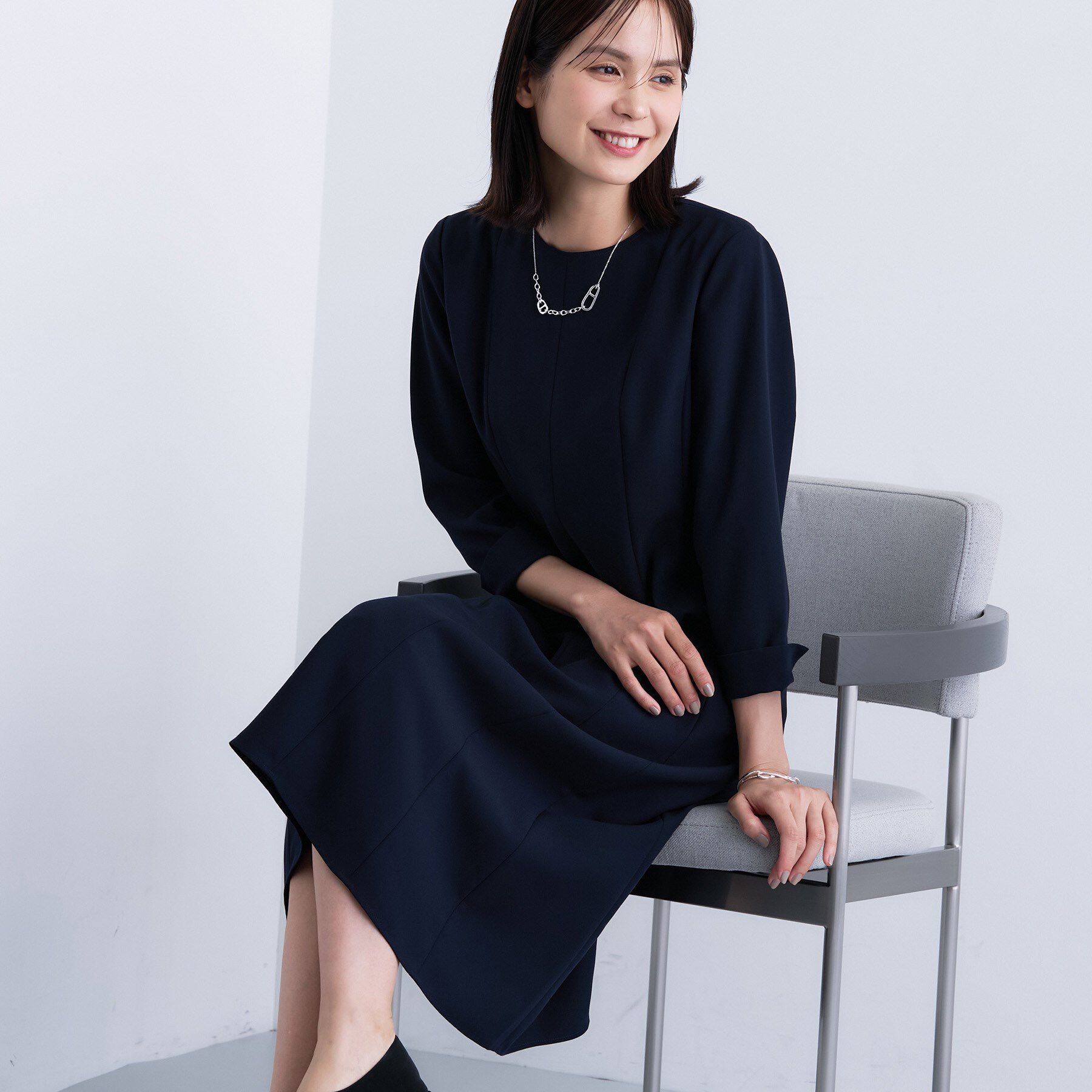 INDIVI「【洗える／UVケア】ジョーゼットフレアワンピース」|ワンピース|