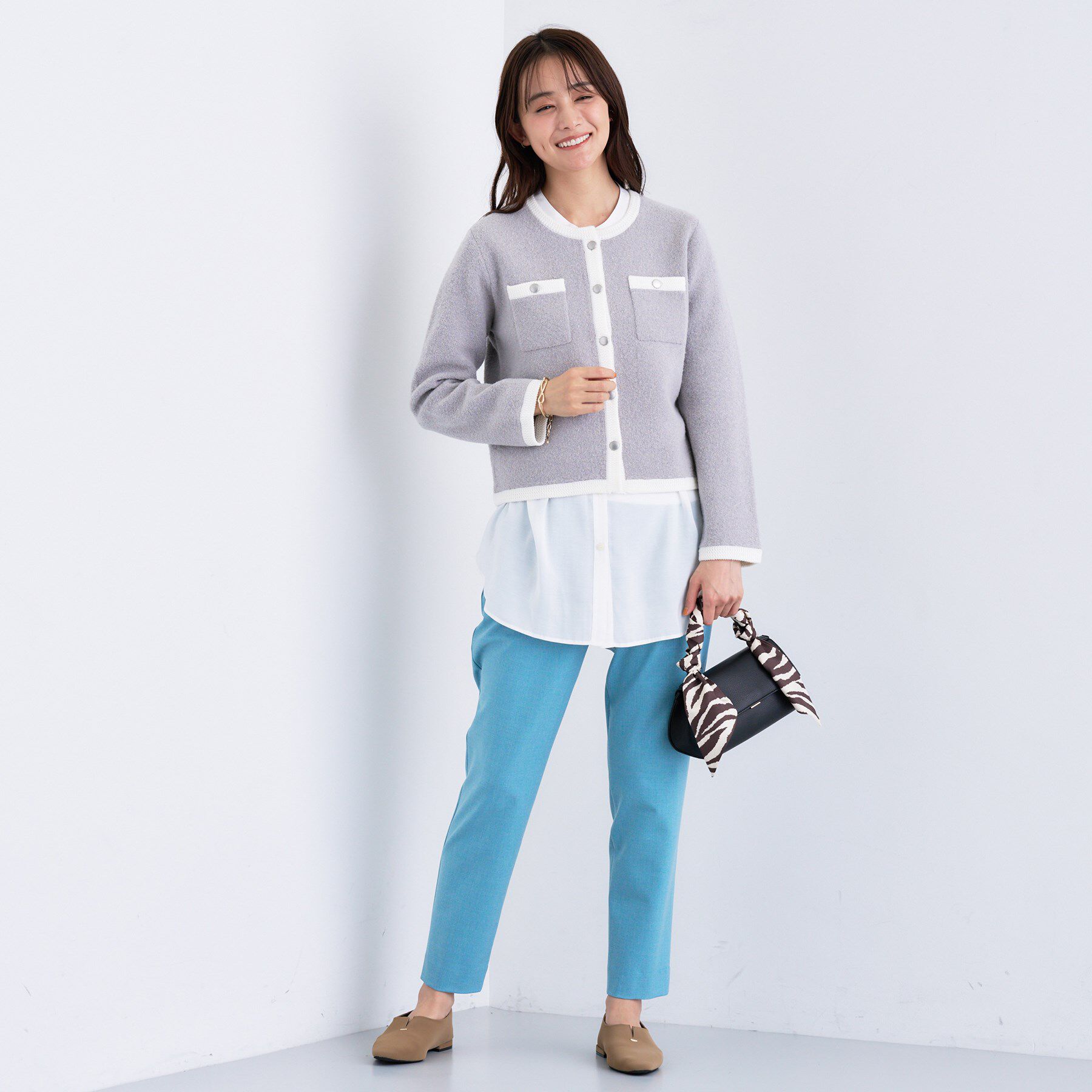 INDIVI「【きれいめ／ラメ】シャイニーローン ドレーピーブラウス」|シャツ・ブラウス|