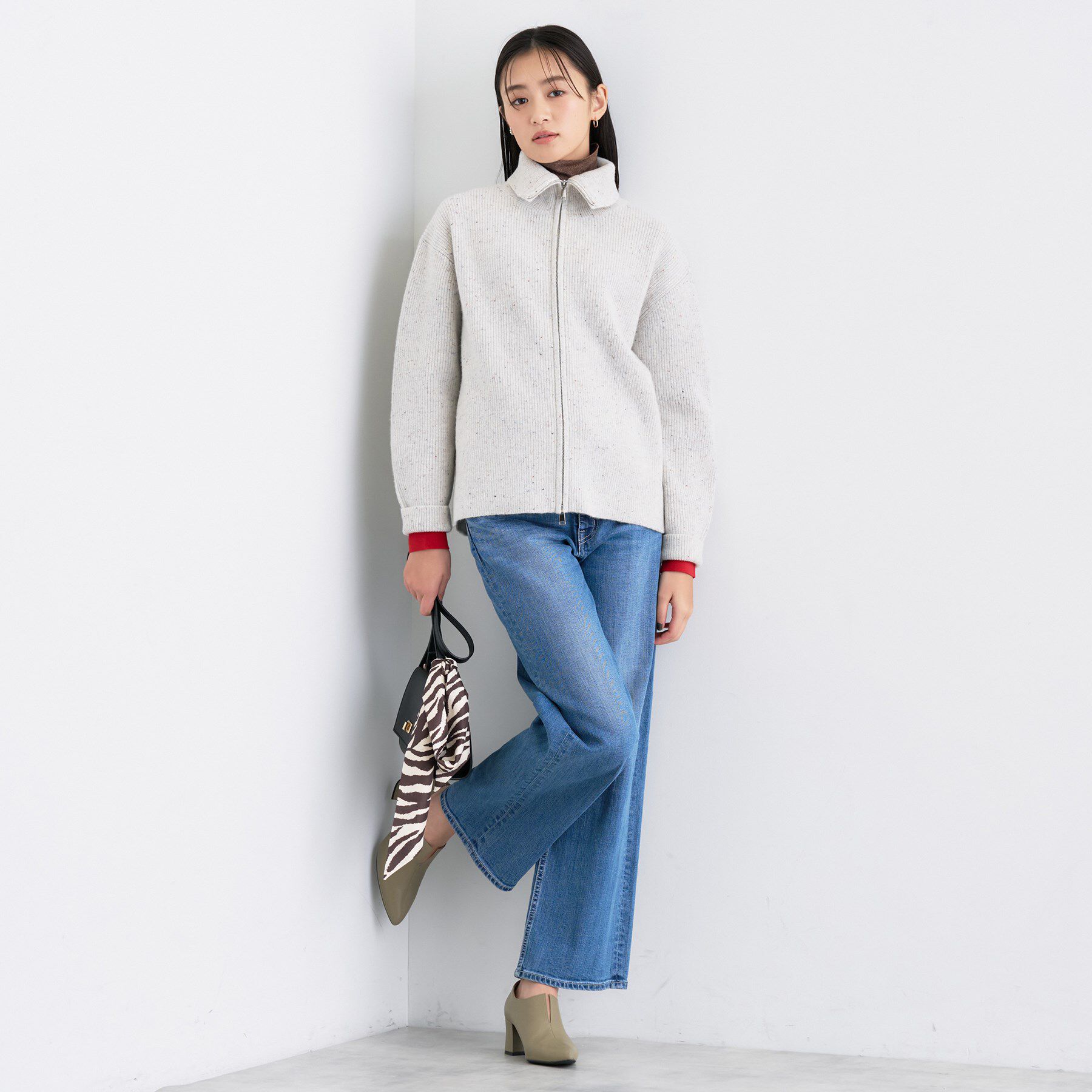 INDIVI「【洗える】カラーネップ ダブルジップカーディガン」|カーディガン|