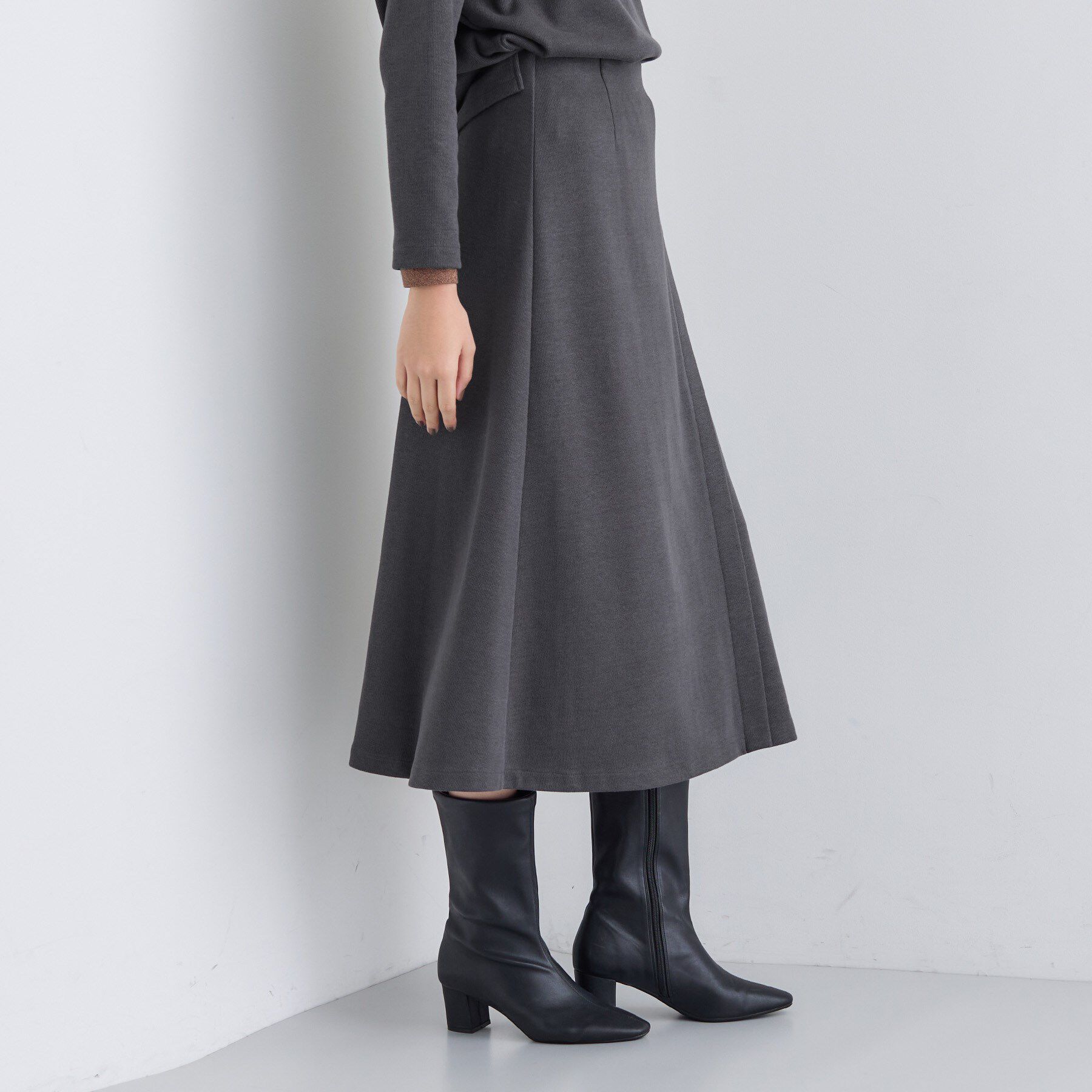 INDIVI「【SETUP可能／洗える／UVケア】ライトジャージ セミフレアスカート」|スカート|