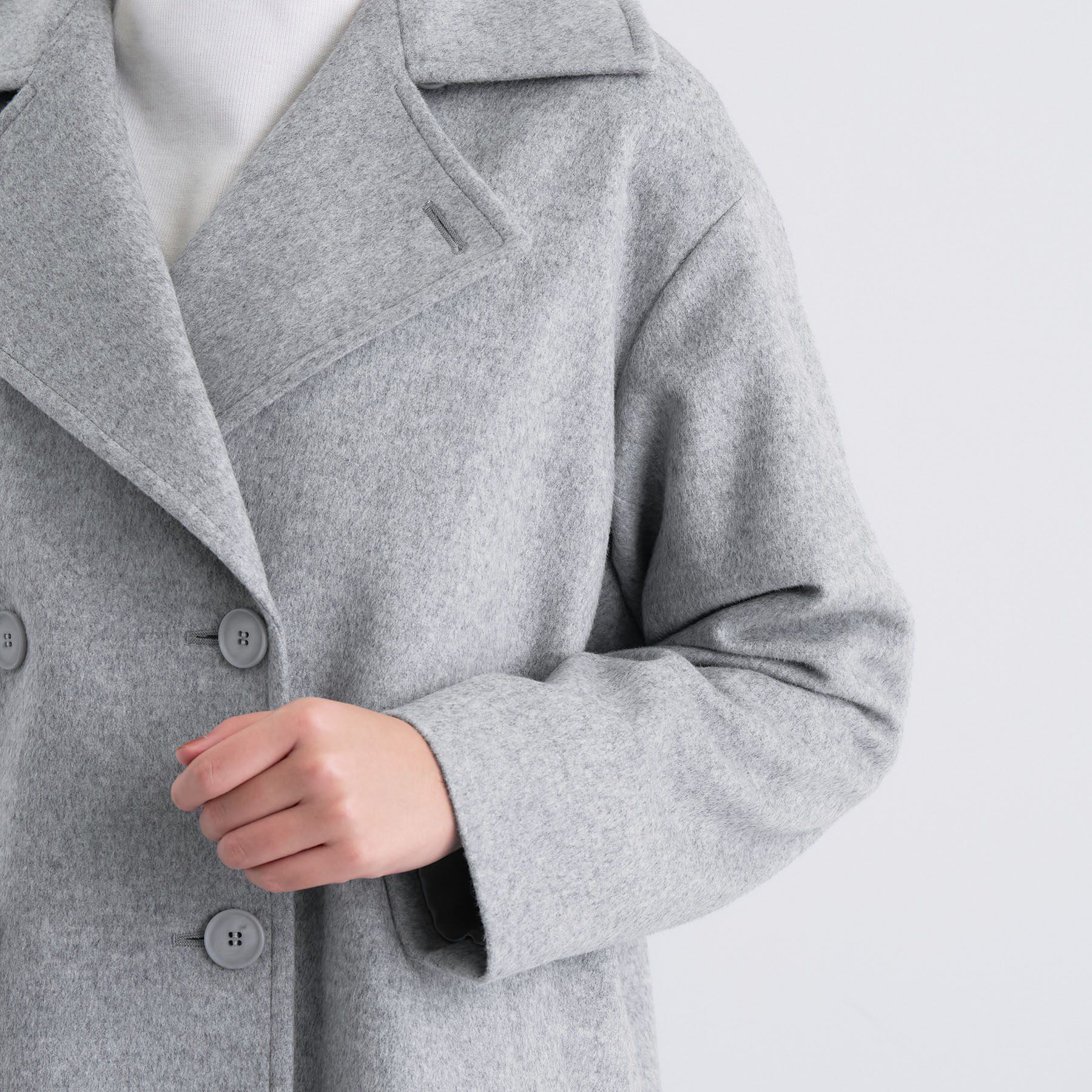 INDIVI「【軽やか／ゆったり】ウール混ショートトレンチコート」|トレンチコート|