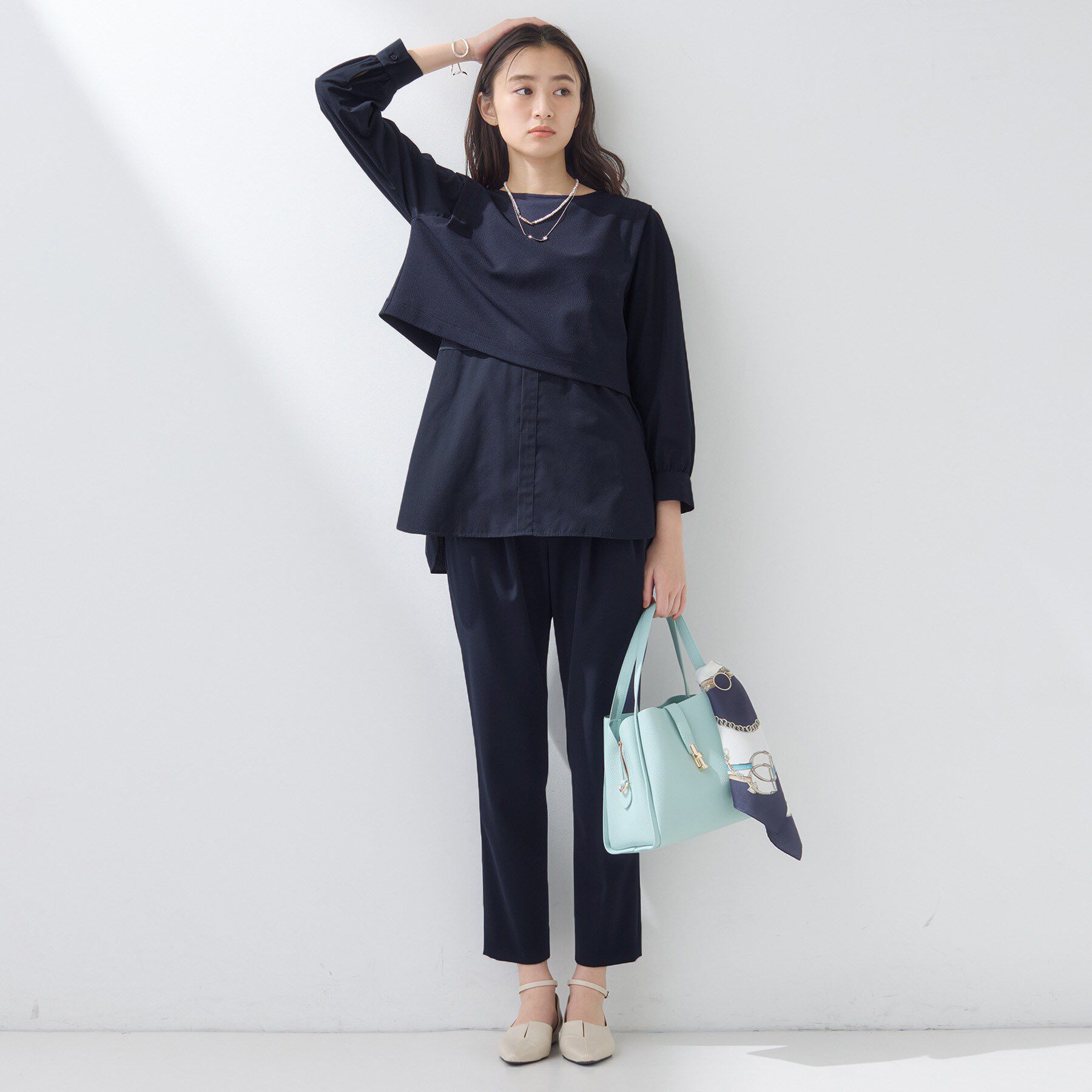 INDIVI「【洗える／UVケア】レイヤード風デザイントップス」|Tシャツ・カットソー|