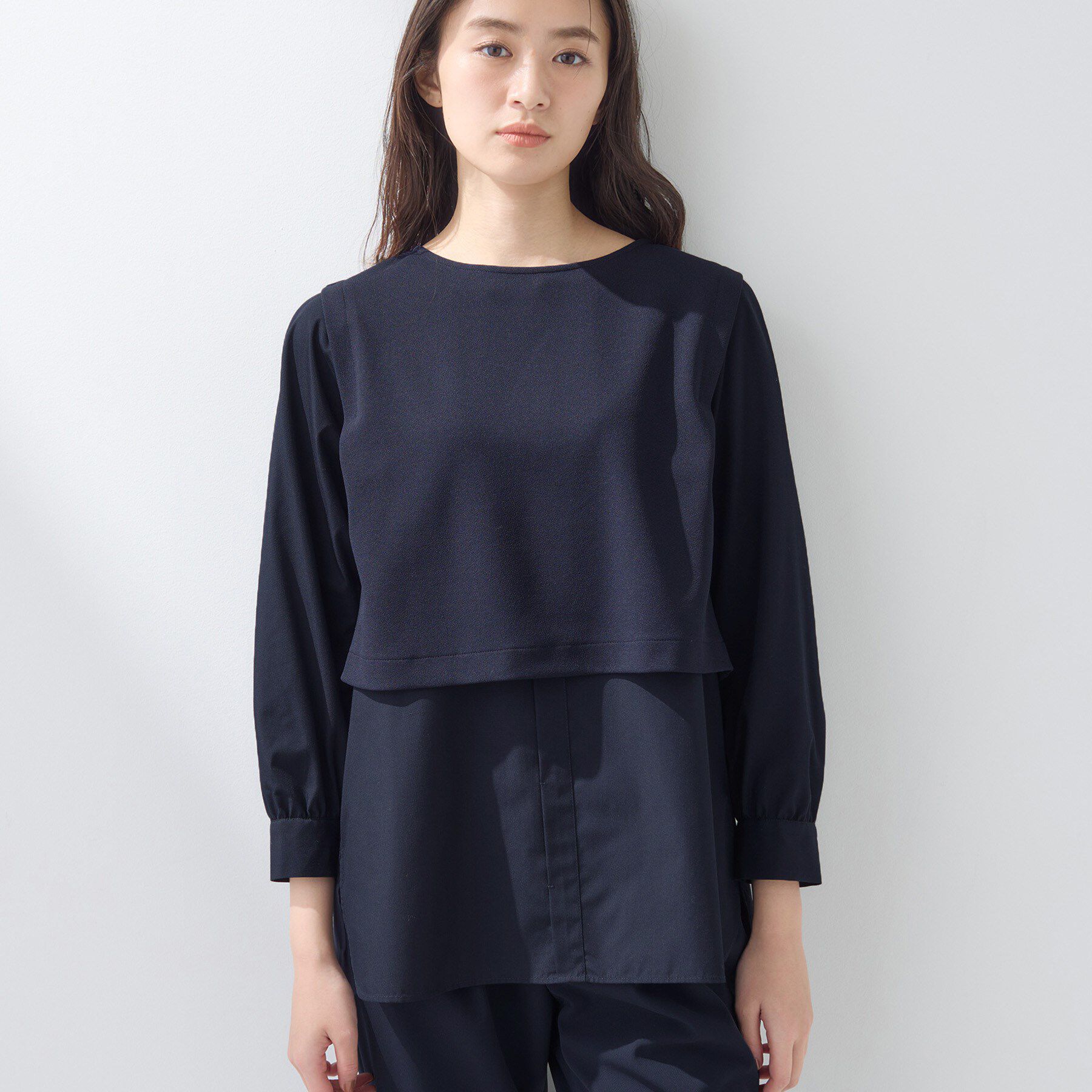 INDIVI「【洗える／UVケア】レイヤード風デザイントップス」|Tシャツ・カットソー|