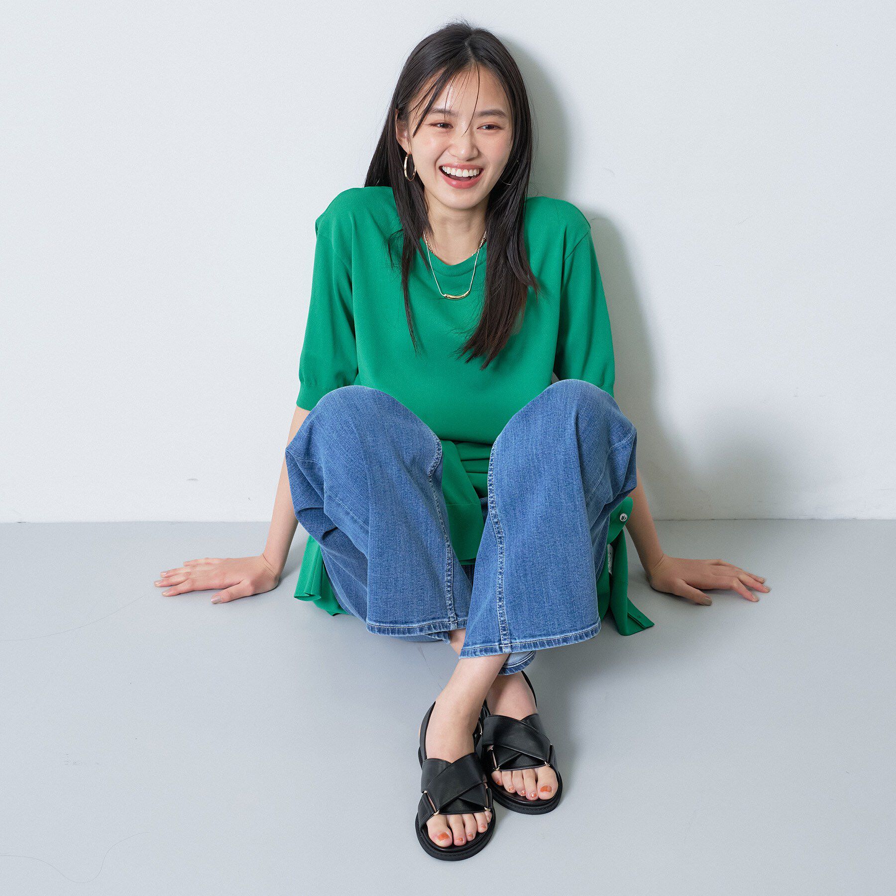 INDIVI「【合皮】クロスデザインサンダル」|サンダル|