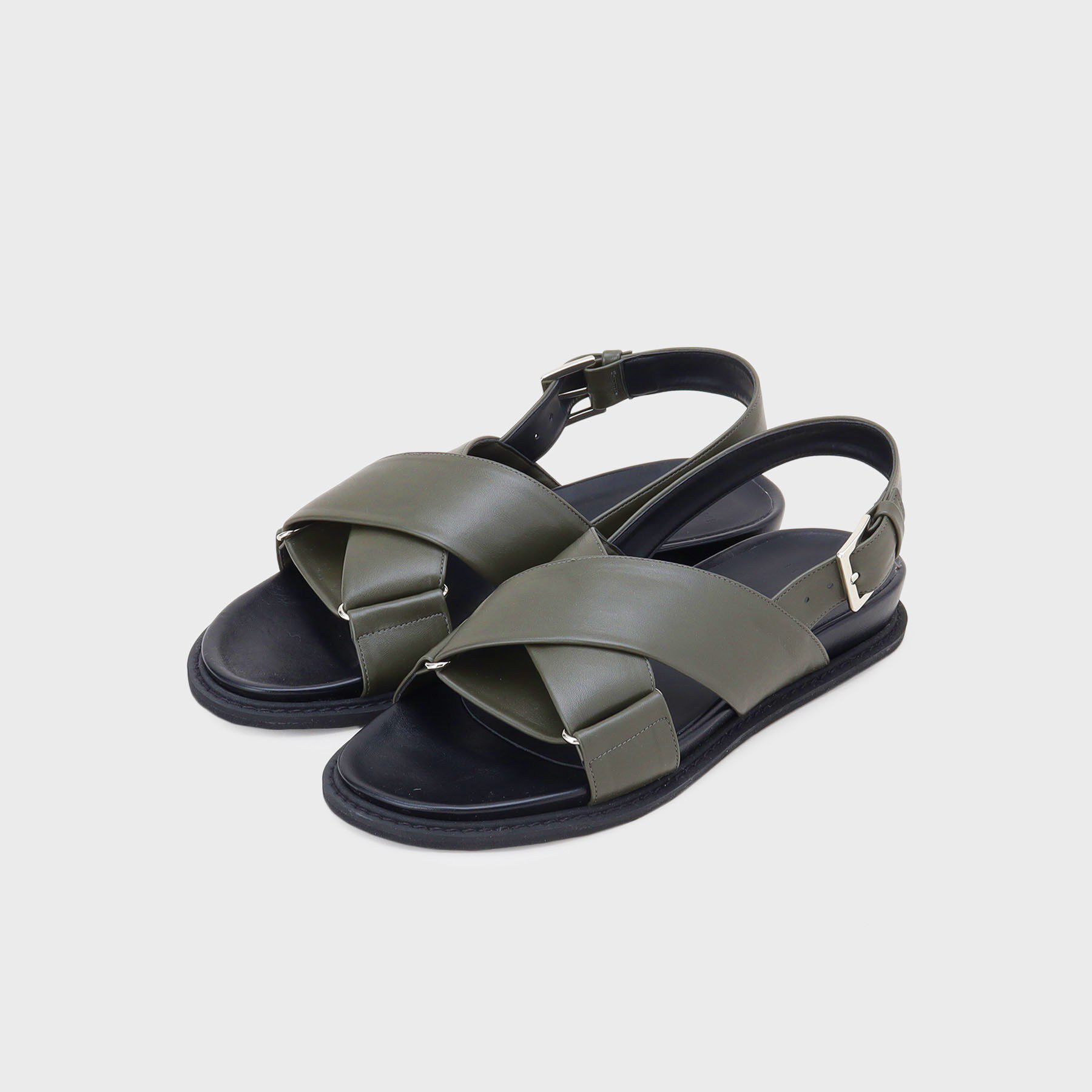 INDIVI「【合皮】クロスデザインサンダル」|サンダル|