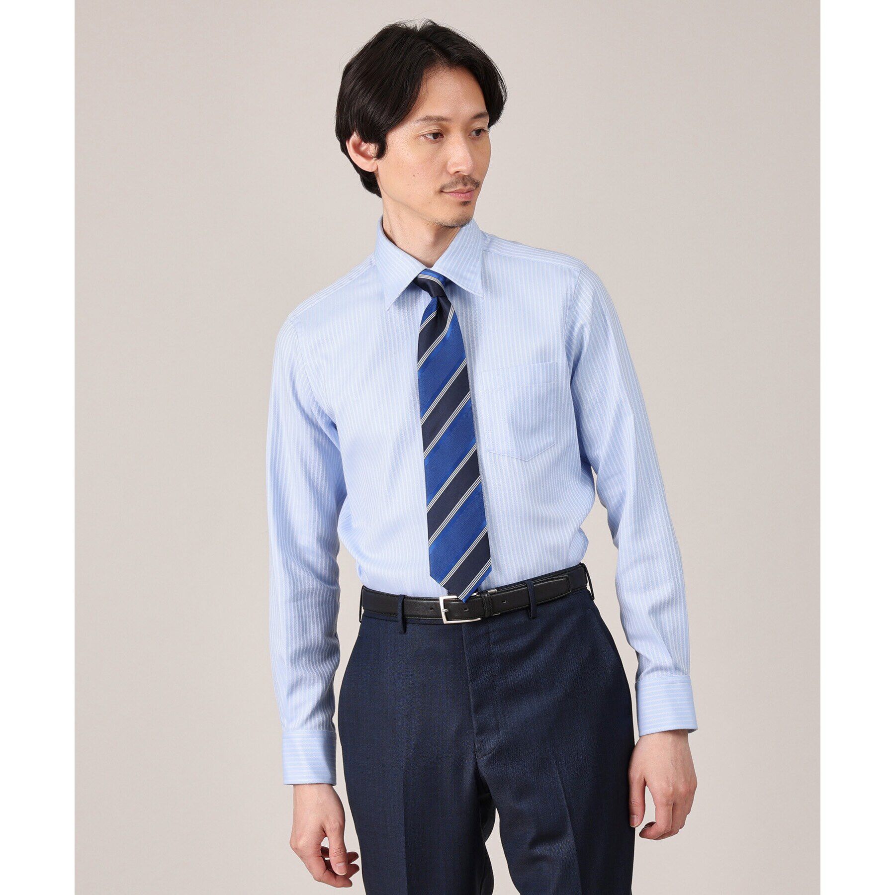 TAKEO KIKUCHI「【Made in JAPAN】ドビーストライプ ドレス シャツ」|シャツ・ブラウス|サックス(090)