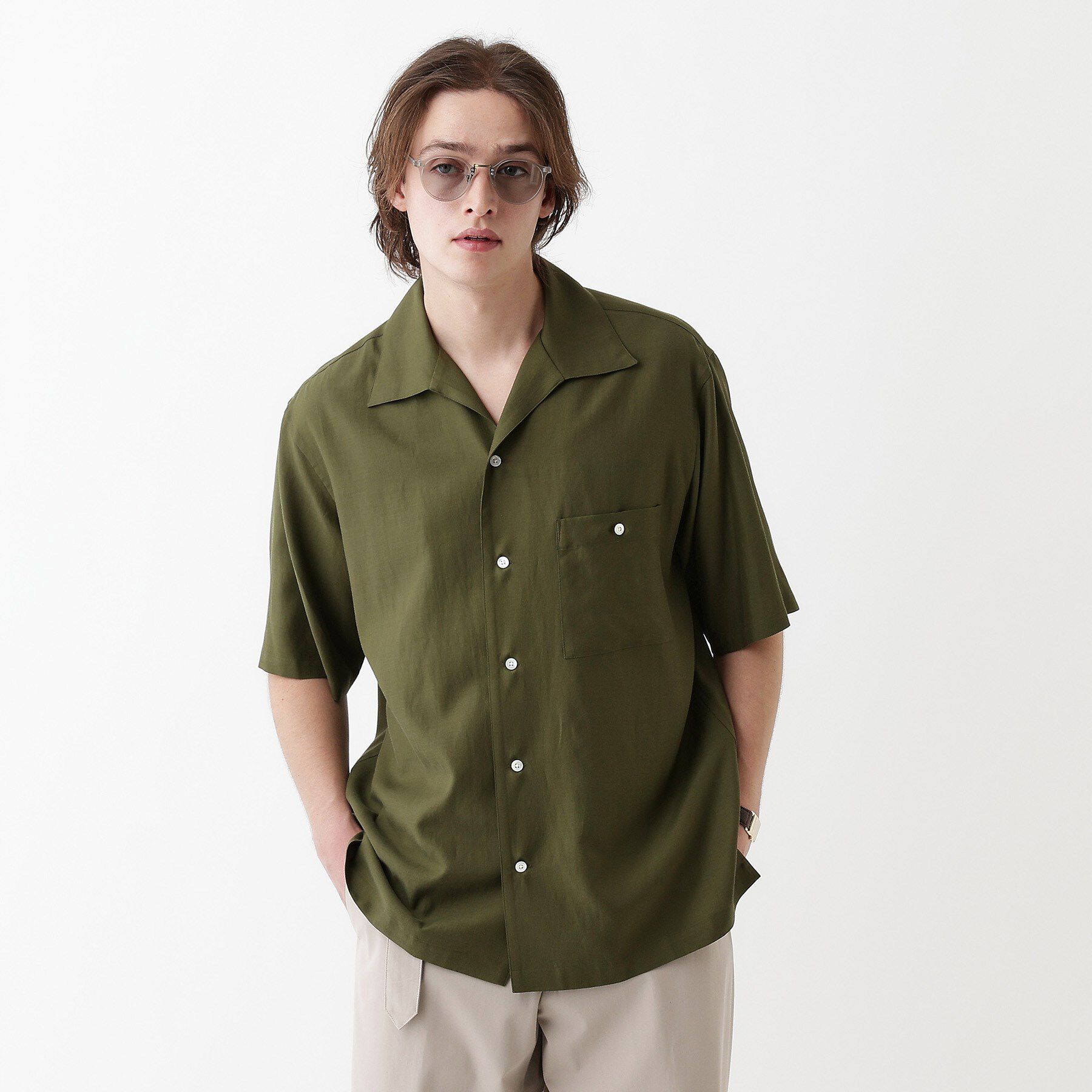 TAKEO KIKUCHI「【THE FLAGSHIP】変形オープンカラー 半袖シャツ」|シャツ・ブラウス|