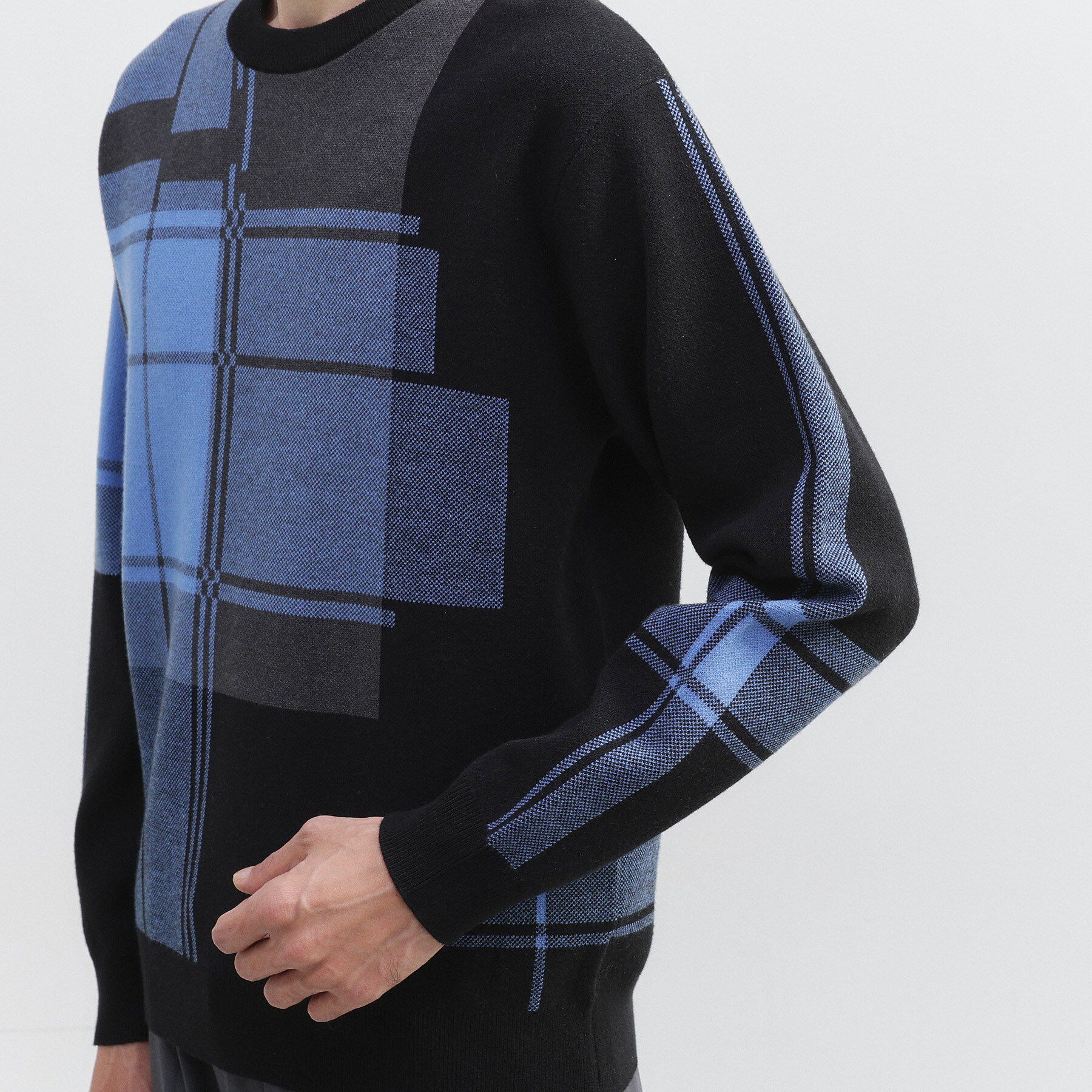 TAKEO KIKUCHI「ランダム チェック ジャカード ニット」|ニット・セーター|