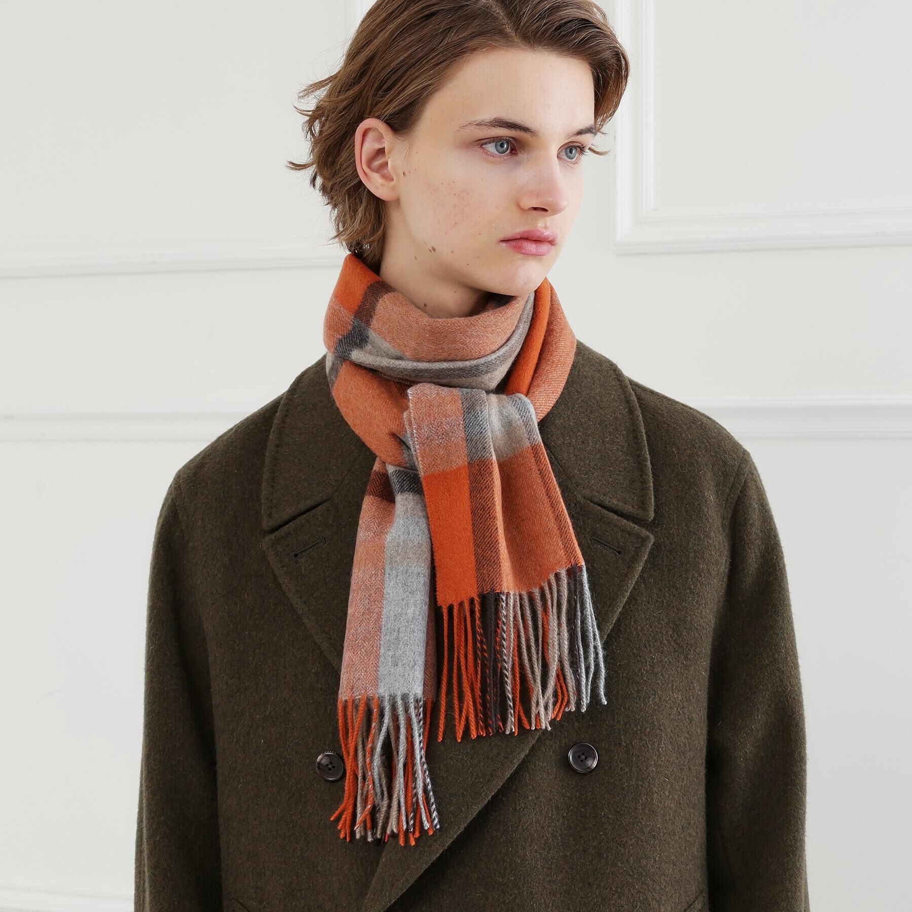 TAKEO KIKUCHI「チェックカシミヤマフラー」|ストール|