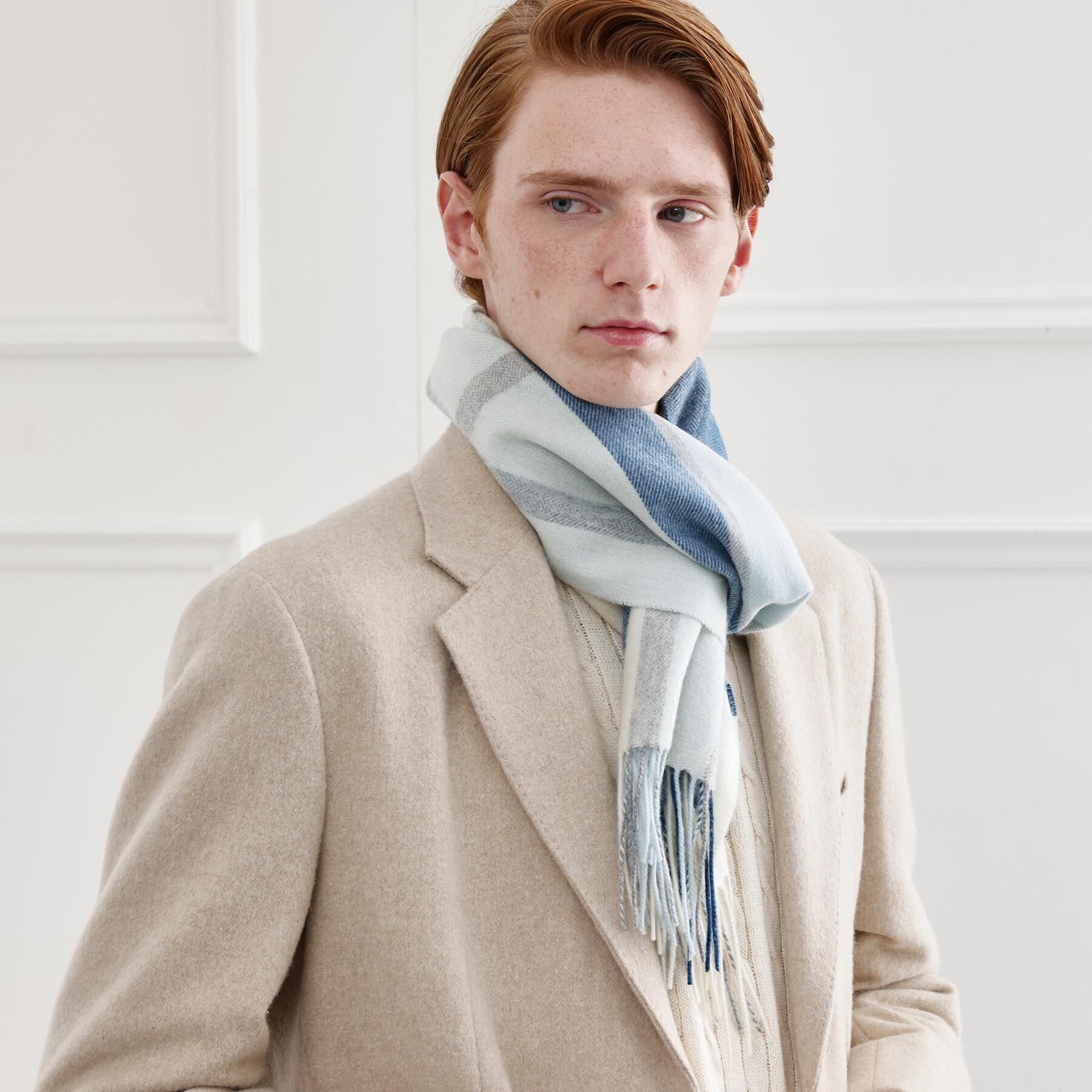 TAKEO KIKUCHI「チェックカシミヤマフラー」|ストール|