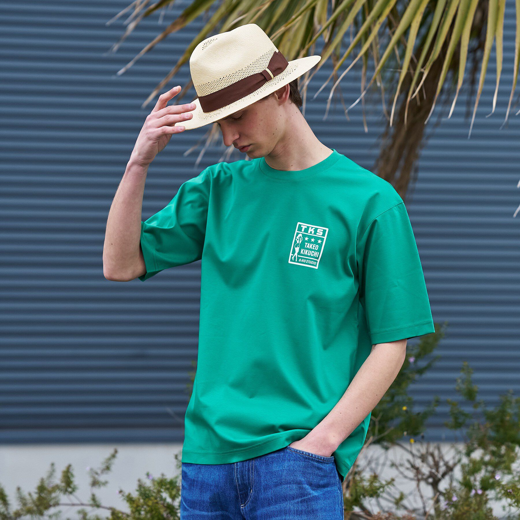 TAKEO KIKUCHI「【BOWLER HAT LABEL】アイスクリアコットン ピンナップガール 半袖Tシャツ」|Tシャツ・カットソー|グリーン(022)
