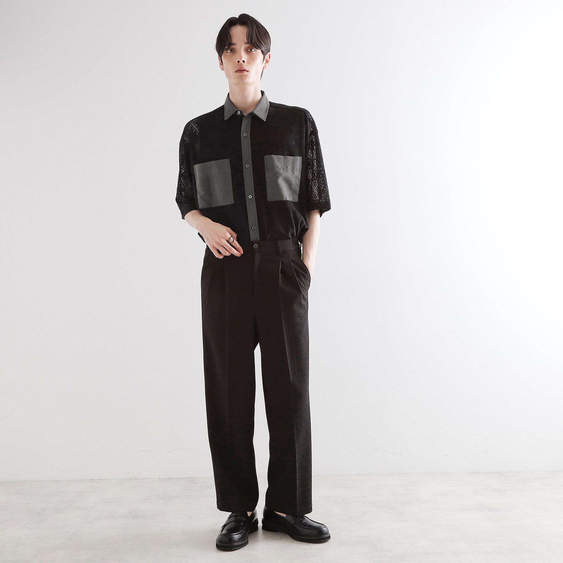 tk.TAKEO KIKUCHI「サマースエードコンビレースシャツ」|シャツ・ブラウス|