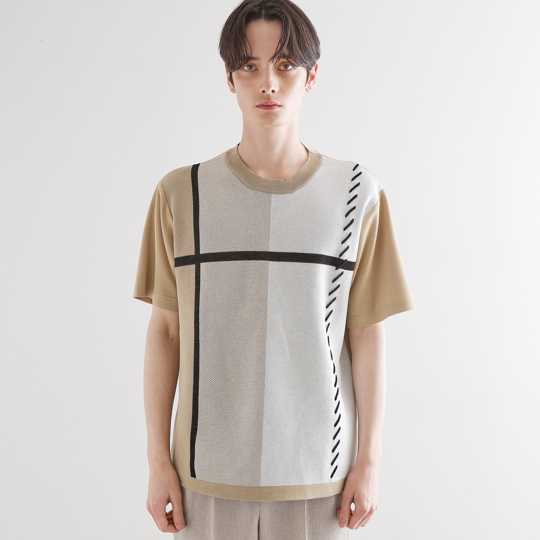 tk.TAKEO KIKUCHI「ニットドッキングクロスオーバー」|Tシャツ・カットソー|