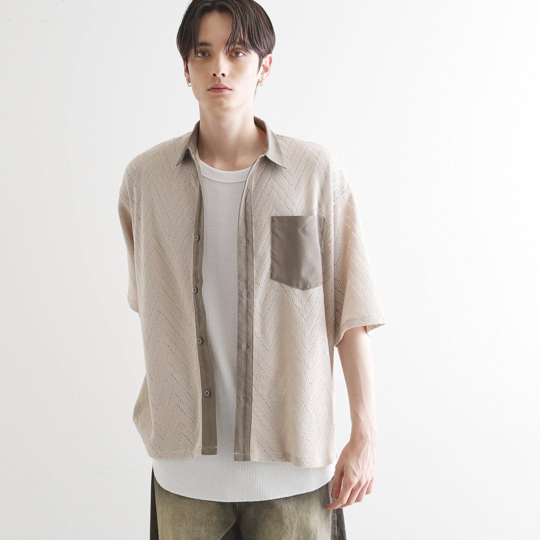 tk.TAKEO KIKUCHI「ダブルレース5分袖シャツ」|シャツ・ブラウス|