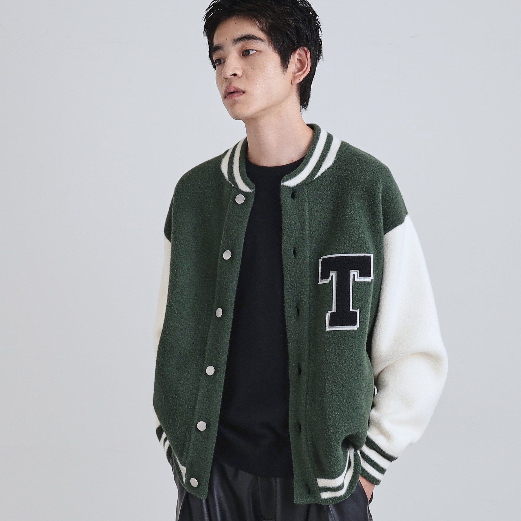 tk.TAKEO KIKUCHI「ダブルジャカードニットスタジャン」|ブルゾン・スタジャン|