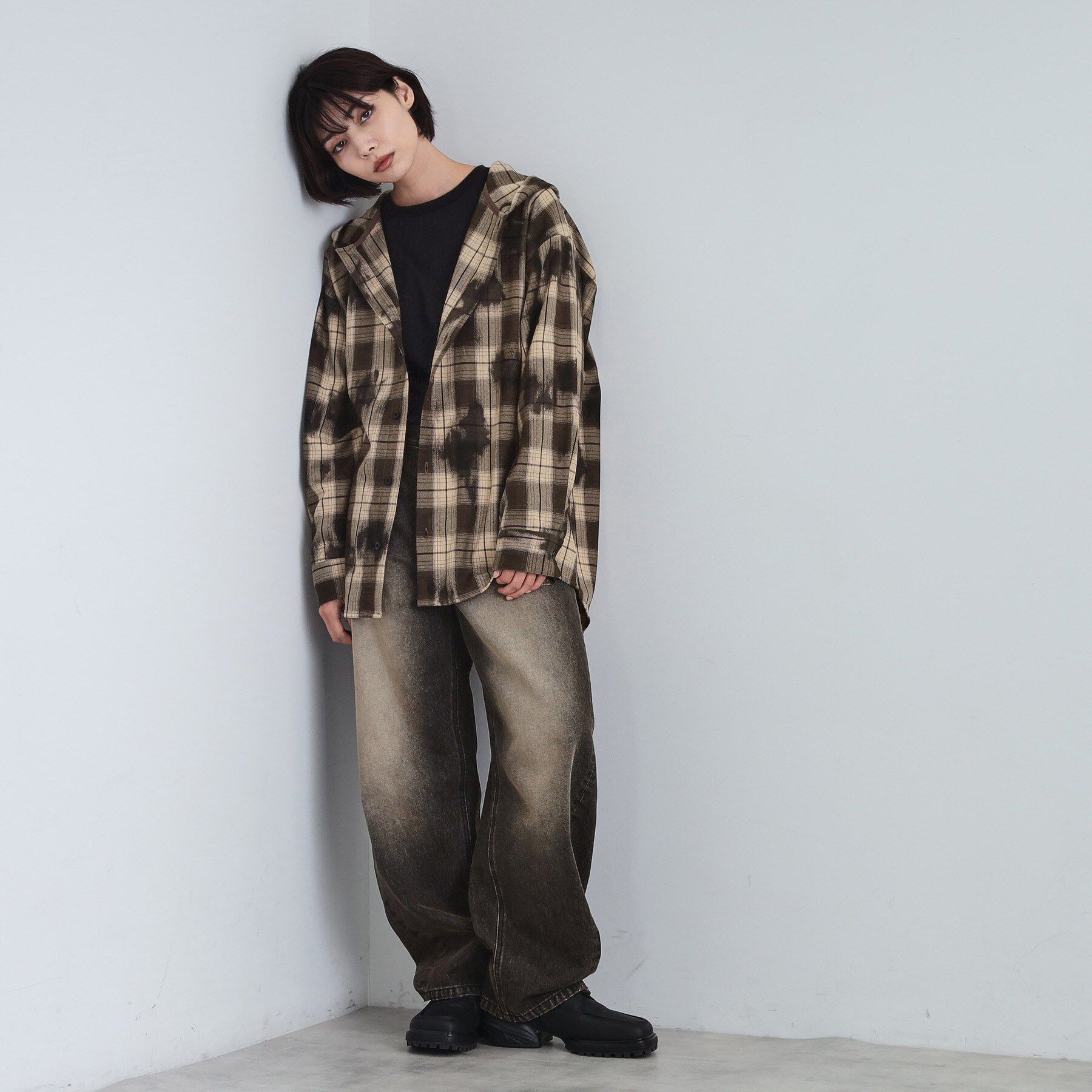 tk.TAKEO KIKUCHI「ヴィンテージフードチェックシャツ」|シャツ・ブラウス|