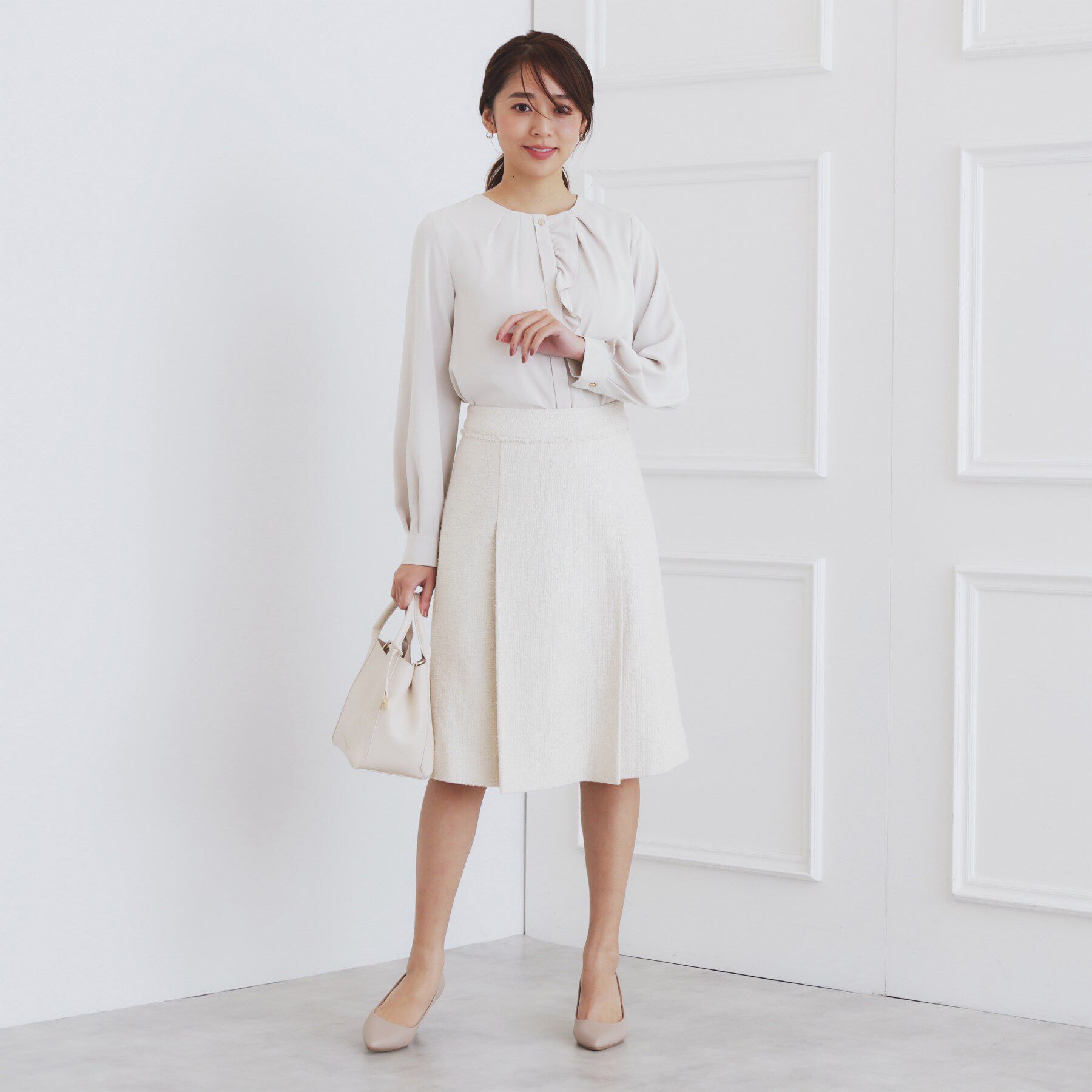 index「《通勤/セットアップ対応》Aラインツイードスカート【洗える】」|スカート|