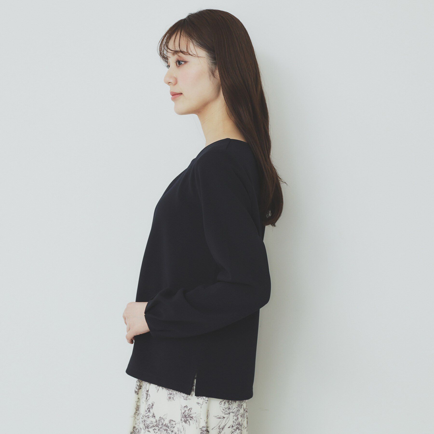 index「キーネックタックデザイントップス【洗濯機洗い可】」|Tシャツ・カットソー|