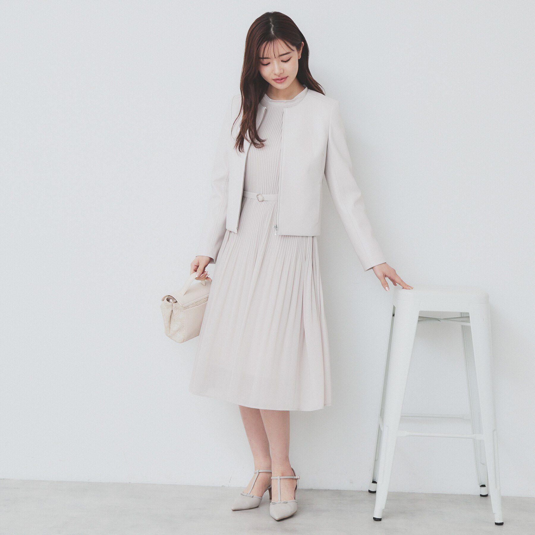 index「ベルト付きプリーツフレアワンピース【洗濯機洗い可/防シワ】」|ワンピース|