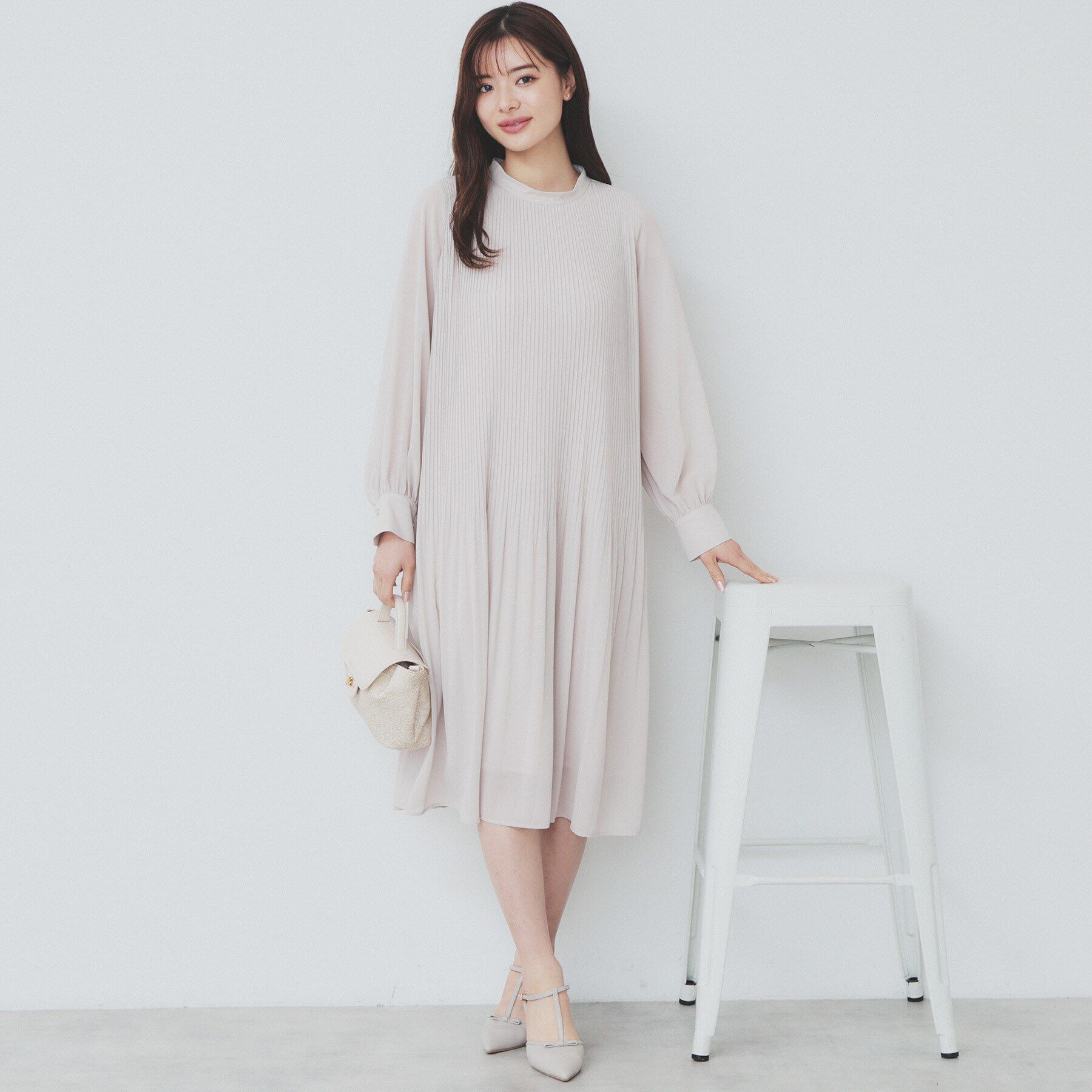 index「ベルト付きプリーツフレアワンピース【洗濯機洗い可/防シワ】」|ワンピース|