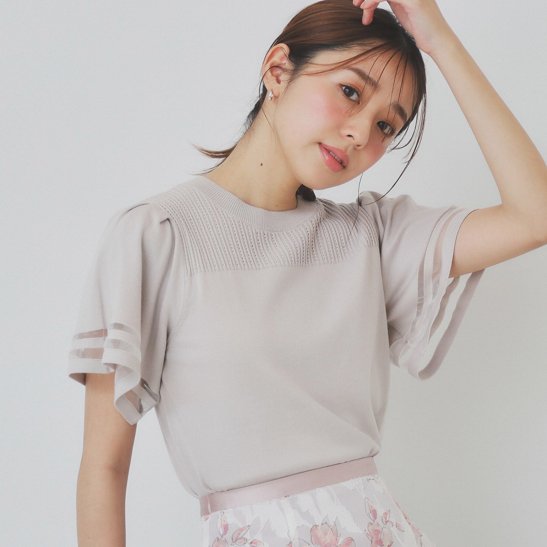 index「フレアスリーブニット/オーガニックコットン混【UV/洗濯機洗い可】」|ニット・セーター|