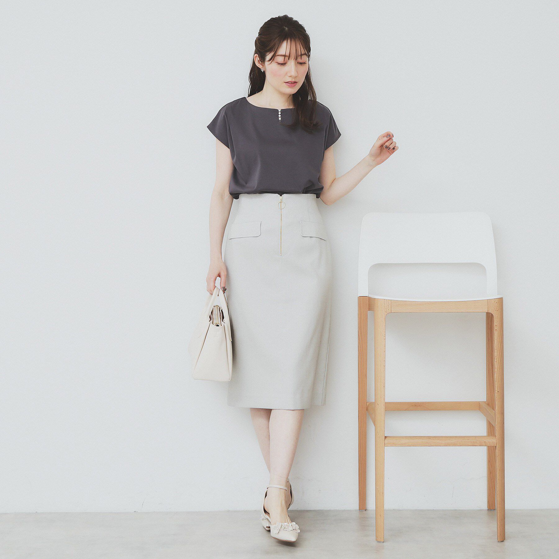 index「《6色展開/XS-3サイズ》キーネックビジュートップス【UV/接触冷感/洗濯機洗い可】」|Tシャツ・カットソー|