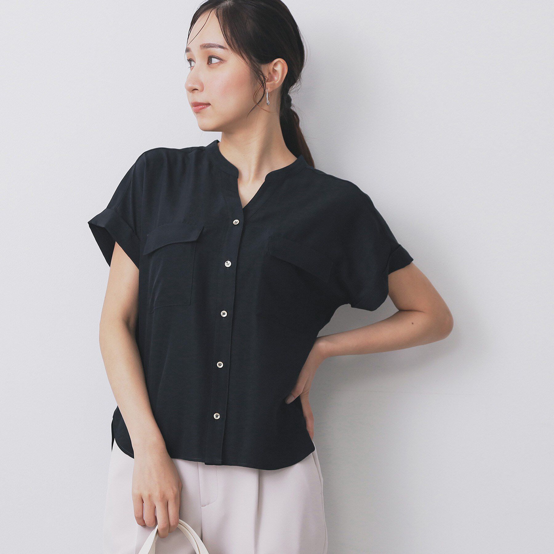 index「ダブルポケットスキッパーブラウス【洗濯機洗い可/イージーアイロン】」|シャツ・ブラウス|