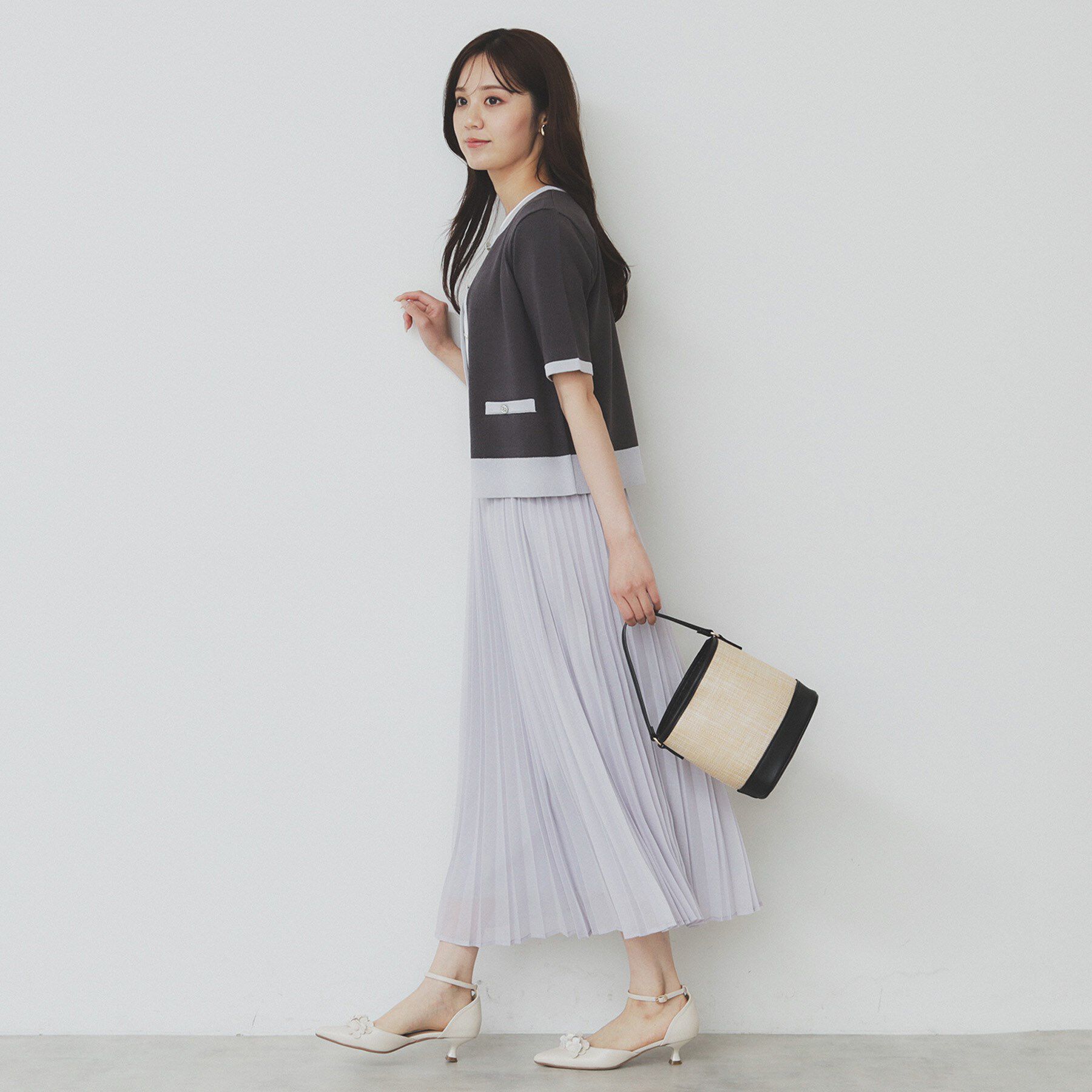 index「ラメバイカラー半袖カーディガン【洗濯機洗い可】」|カーディガン|