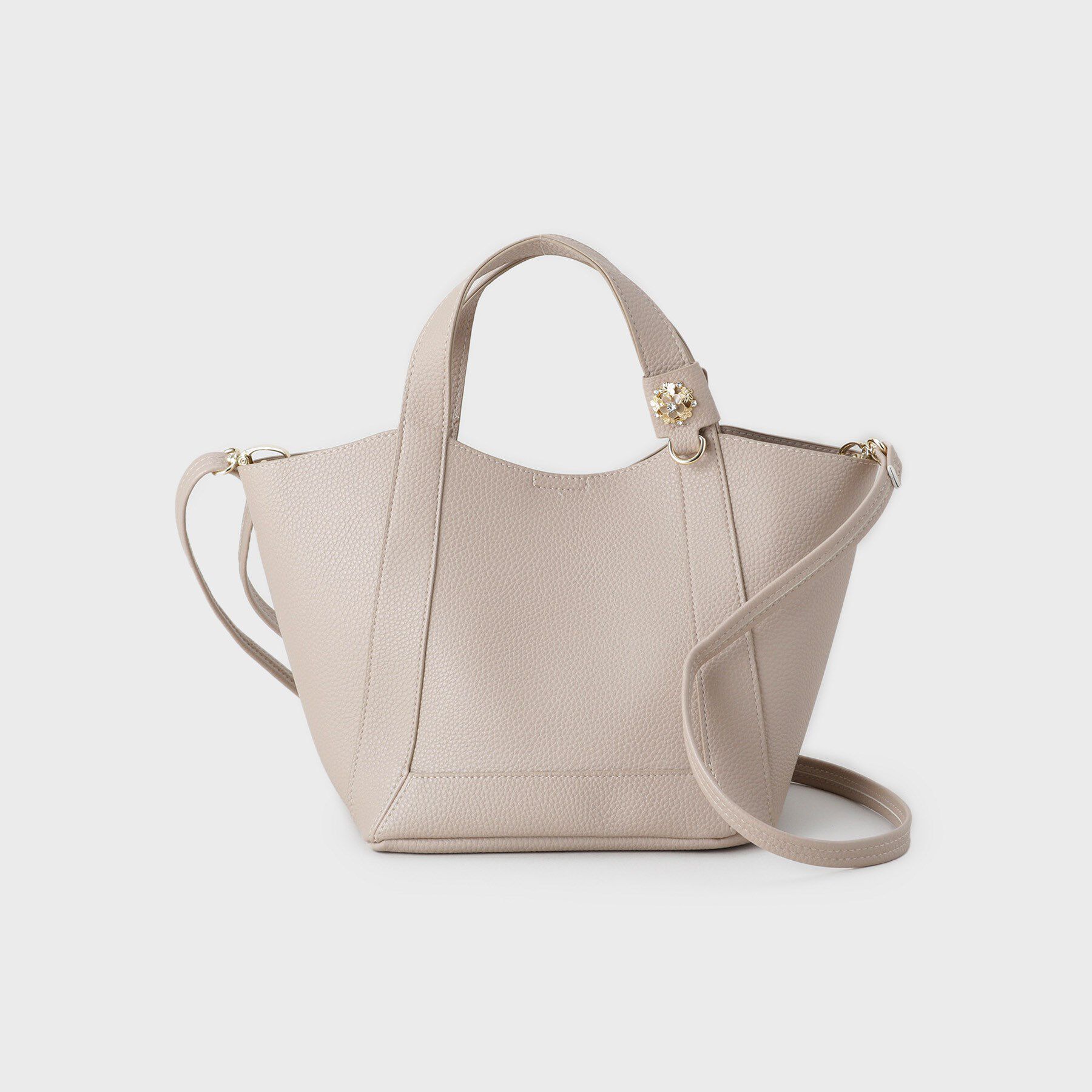 index「【2WAY】フラワーパーツ付き合皮ミドルトートバッグ」|トートバッグ|