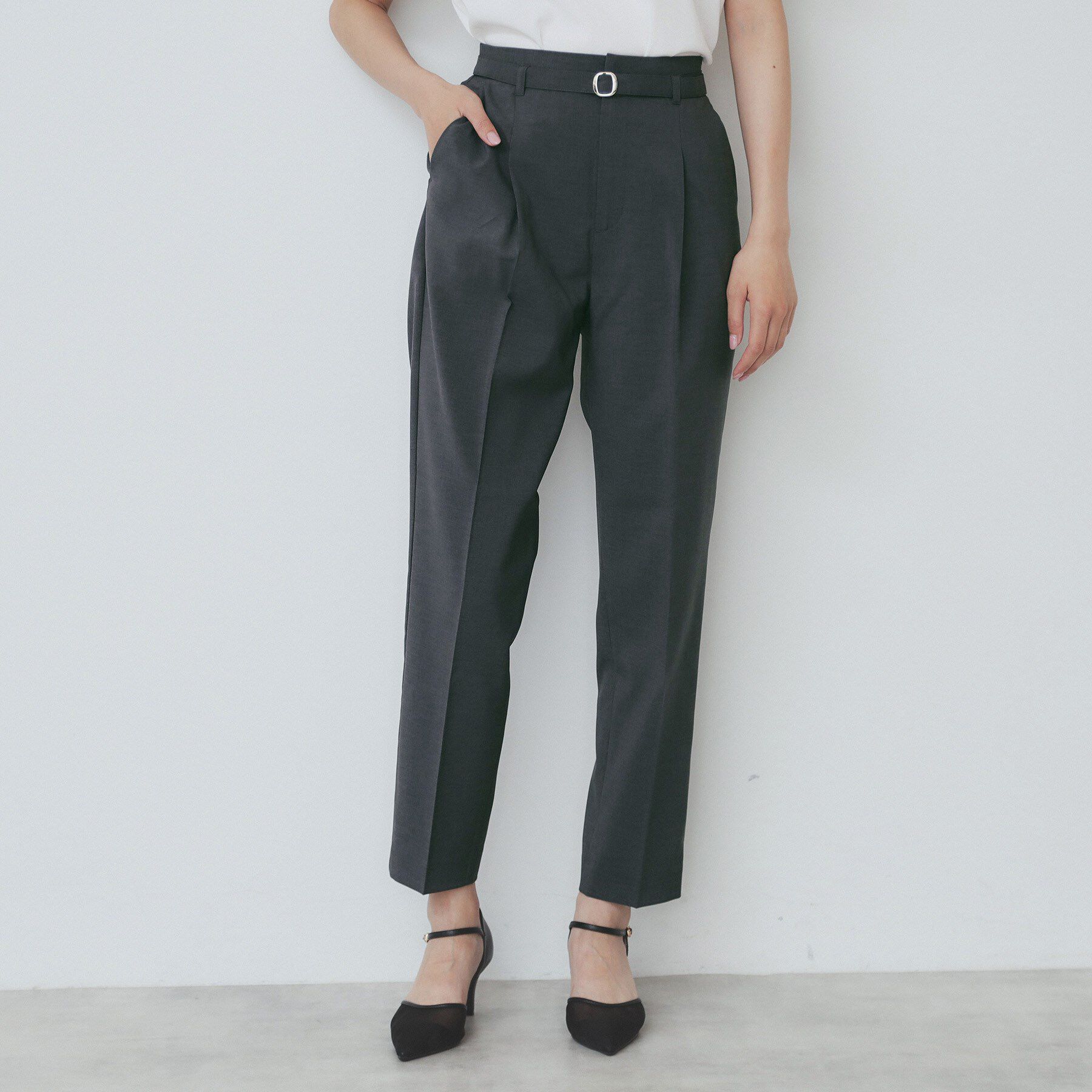 index「ベルト付きストレッチテーパードパンツ/セットアップ可【洗濯機洗い可/吸水速乾/接触冷感】」|その他|