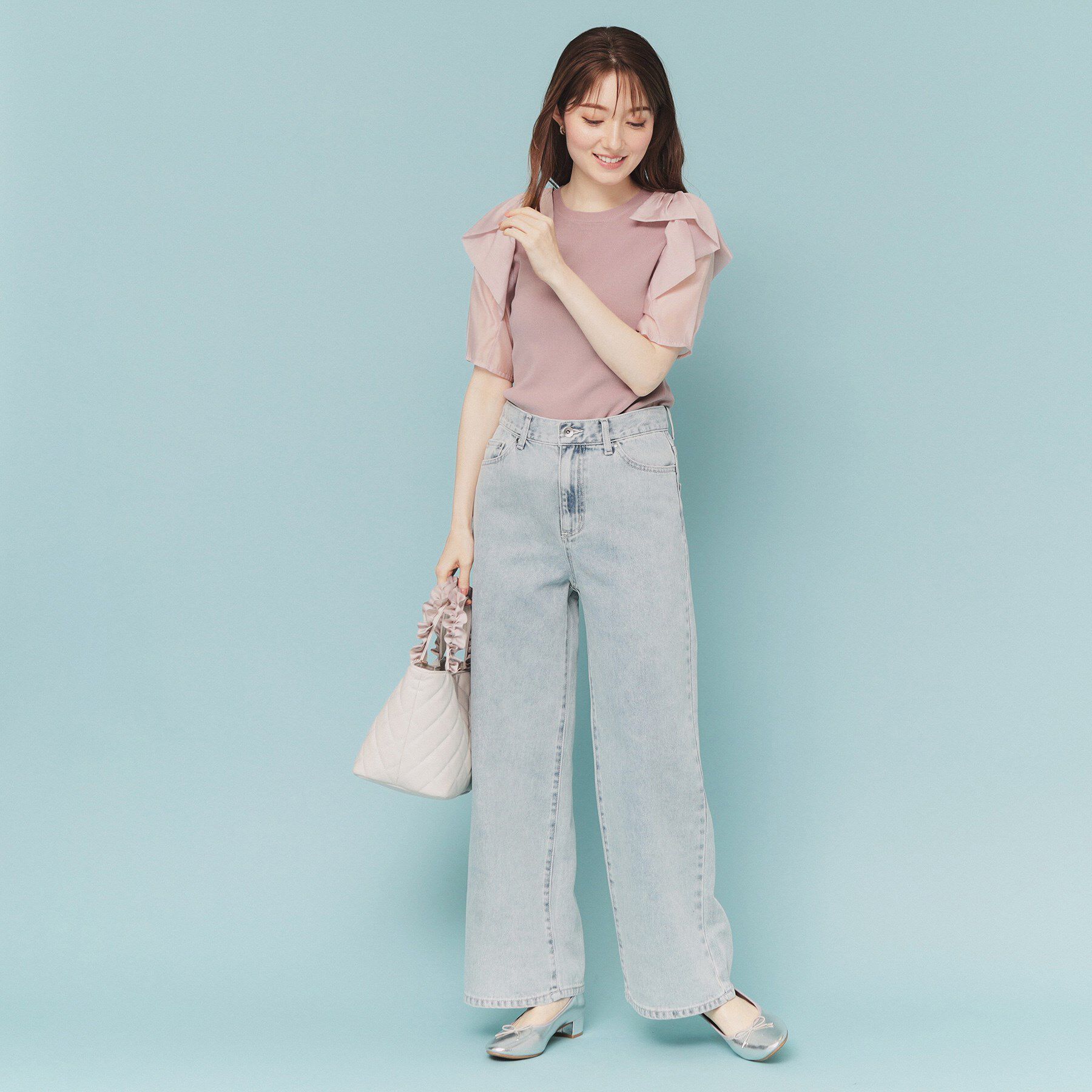 index「リボンスリーブドッキングニット【洗濯機洗い可/抗ピル】」|ニット・セーター|